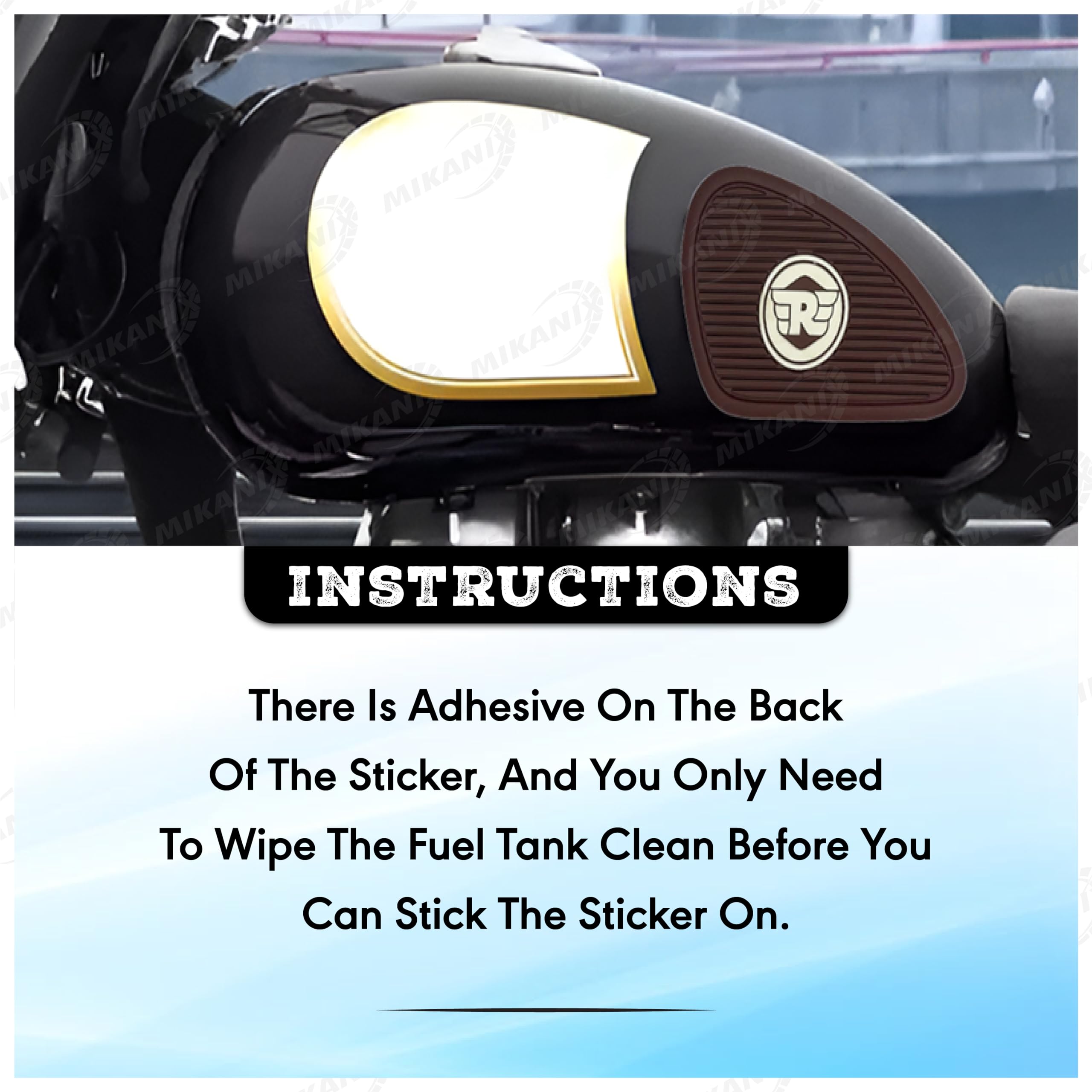 MIKANIX Universal Bullet Bike Anti Slip Silicone Tank Pad/Thai Pad Waterproof Sticker for Royal Enfield All Models