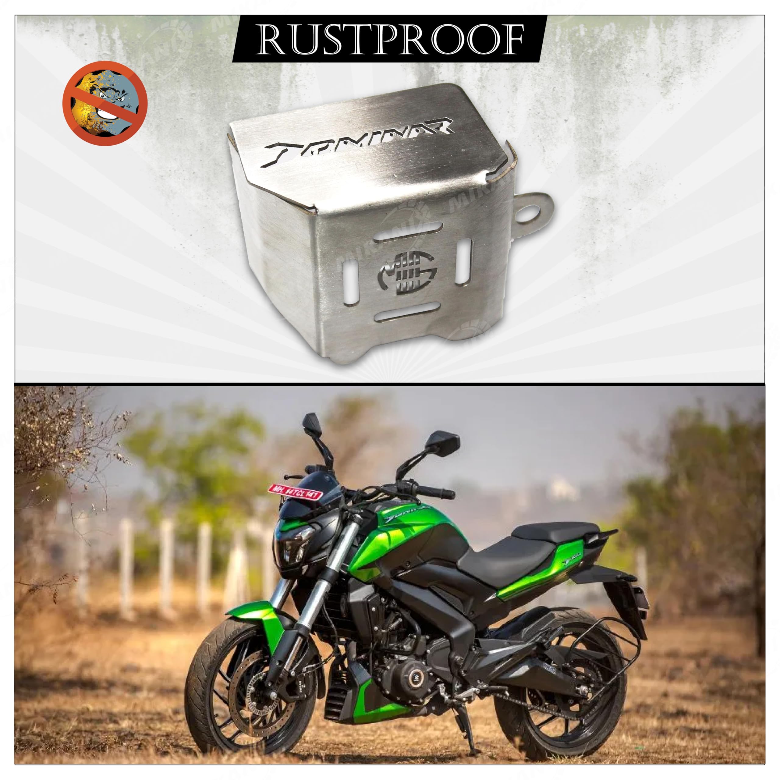 OBEROI'S TRADERS Stainless Steel Rear Brake Oil Container Guard Protector Cover Compatible with Bajaj Dominar 250/400
