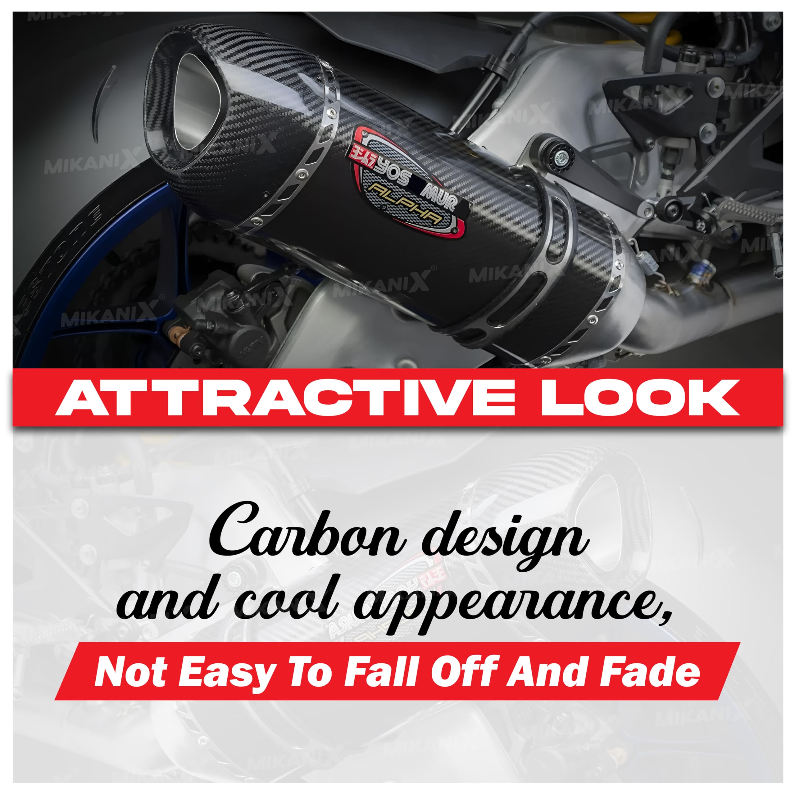 Universal Alpha Racing Sports Silencer/Exhaust Muffler Pipe, Slip-on Exhaust System for Bike/Motorcycle