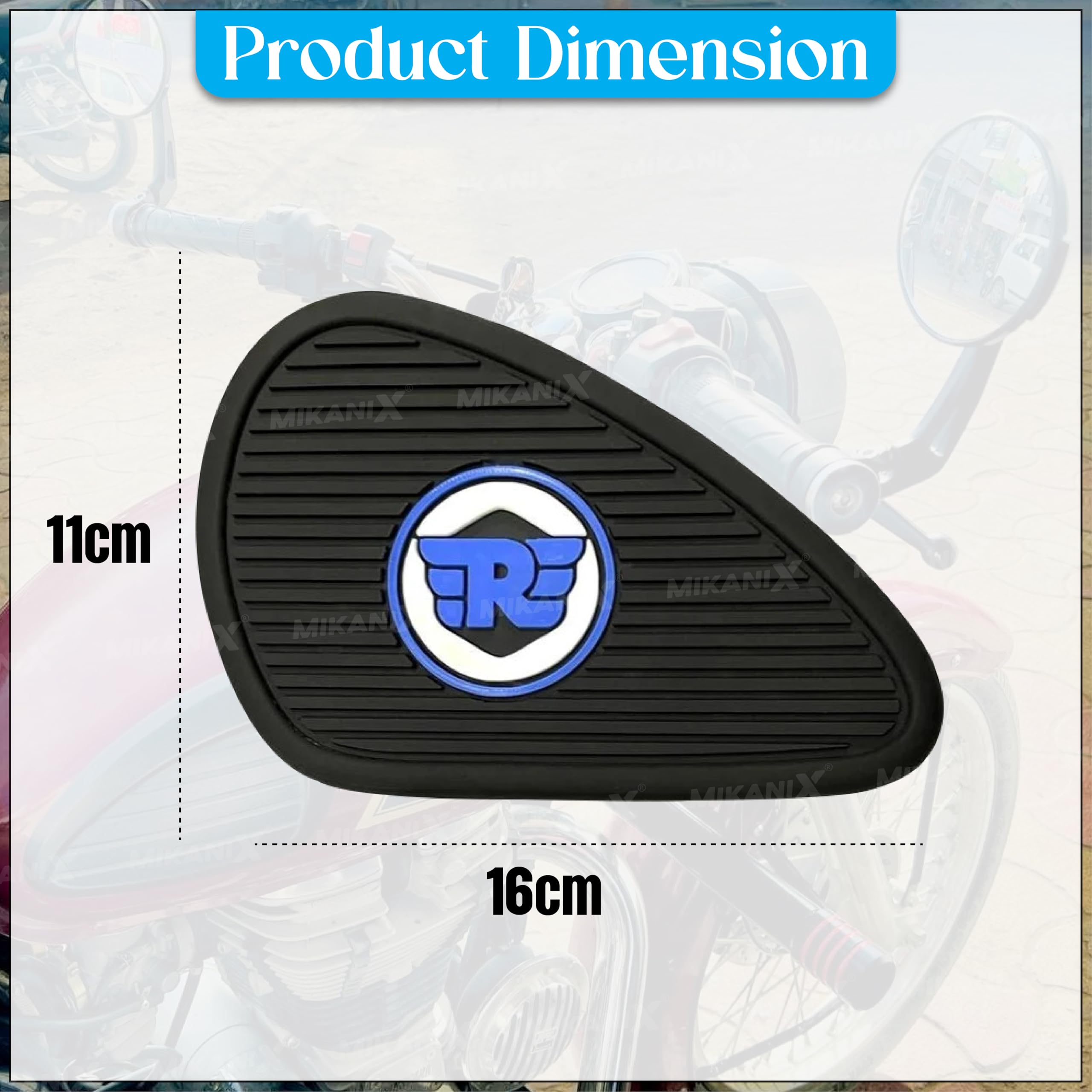 MIKANIX Universal Bullet Bike Anti Slip Silicone Tank Pad/Thai Pad Waterproof Sticker for Royal Enfield All Models