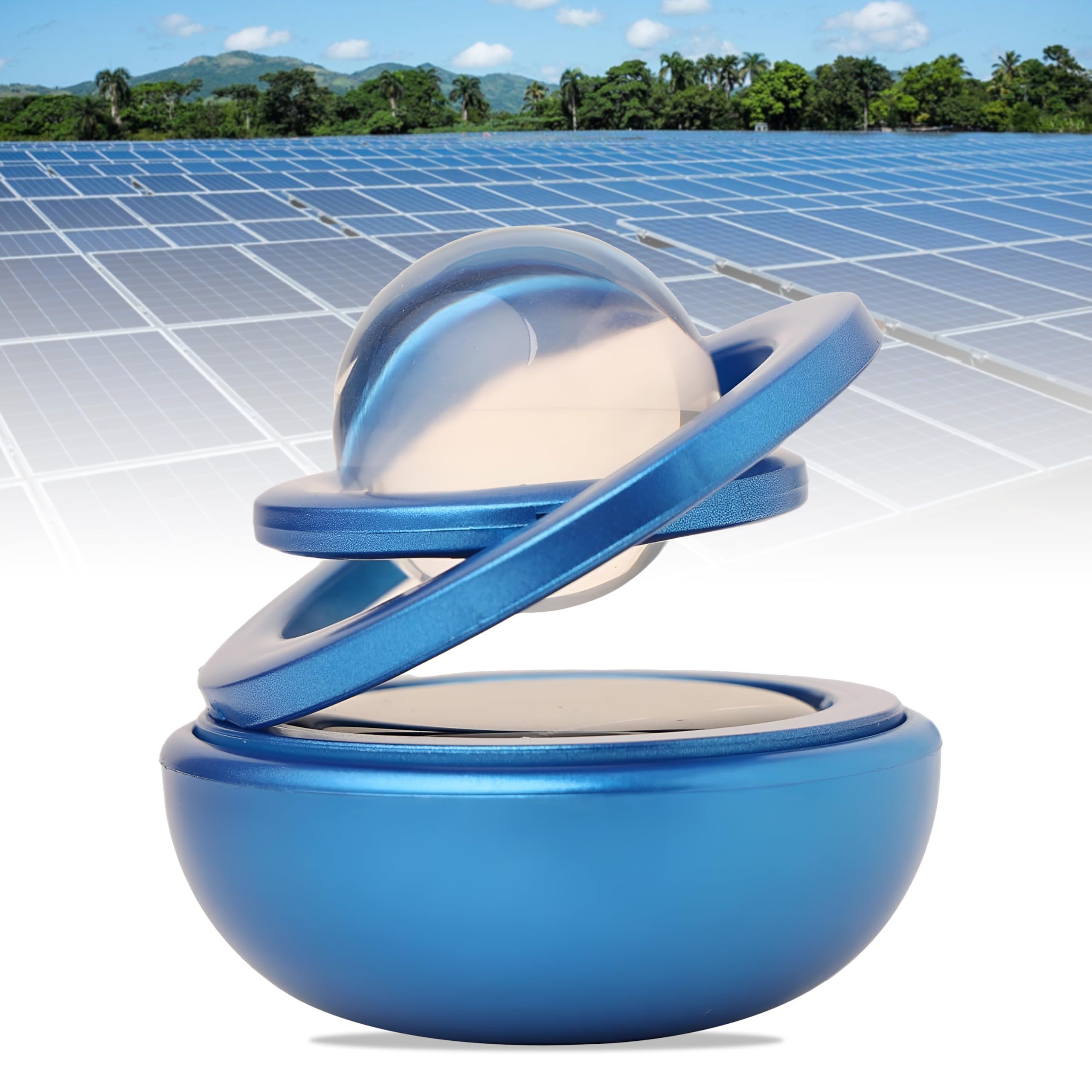 OBEROI’S TRADERS Solar Energy Rotating Car Dashboard Air Freshener/Perfume Diffuser/Dispenser | Alloy Body & Crystal Design With Perfume liquid For Car Interior & Home Air Freshener