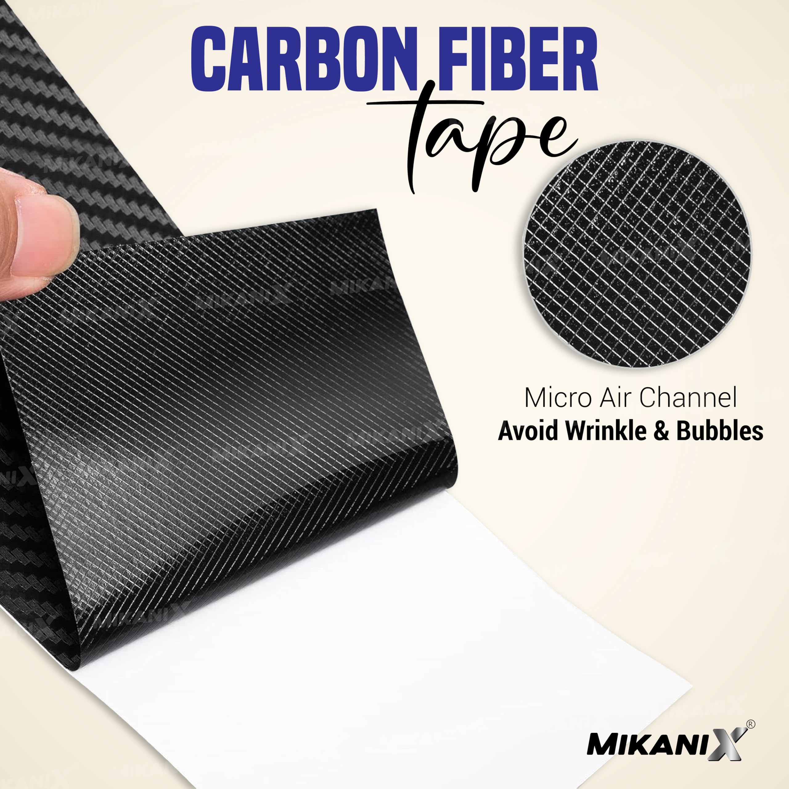 MIKANIX Carbon Fibre High Gloss Anti Scratch Strips Protection Tape, Film Tape Car Door Edge Guard Sticker Universal Car Door, Bumper Protector Strip