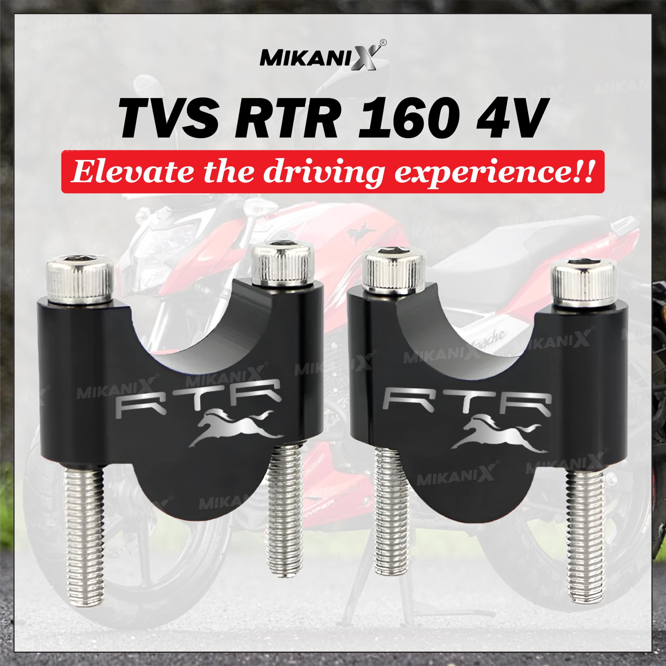 OBEROI'S TRADERS Bike Handlebar Riser | Handle Height Raiser Clamp Kit | Enhanced Comfort and Control | Compatible with Apache RTR 160 4V