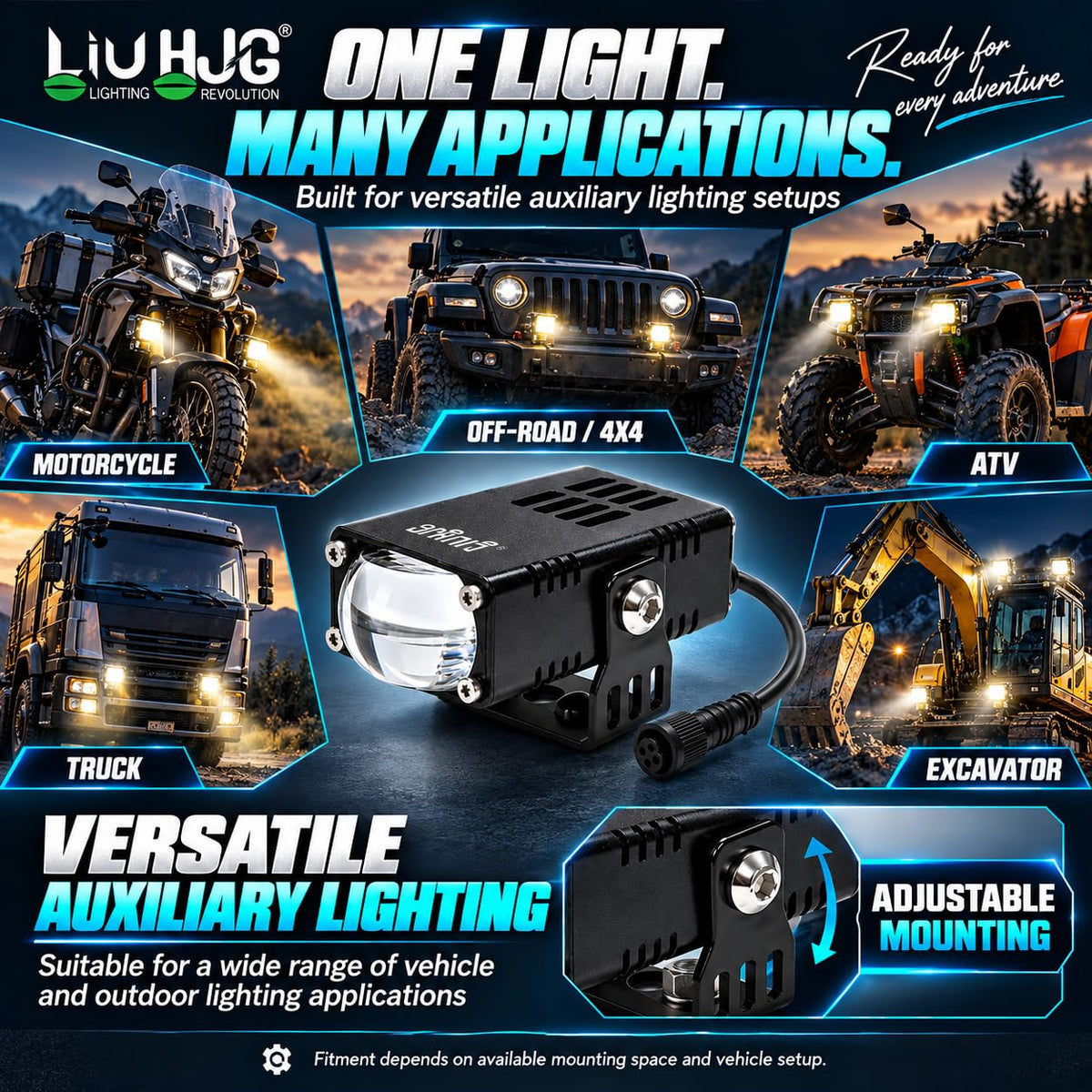 MIKANIX LIU HJG 60W Mini Driving Light | Universal LED Fog Lights for Motorcycle & Car with Devil's Eye | Super Bright Auxiliary Projector Lamp (Set of 2)