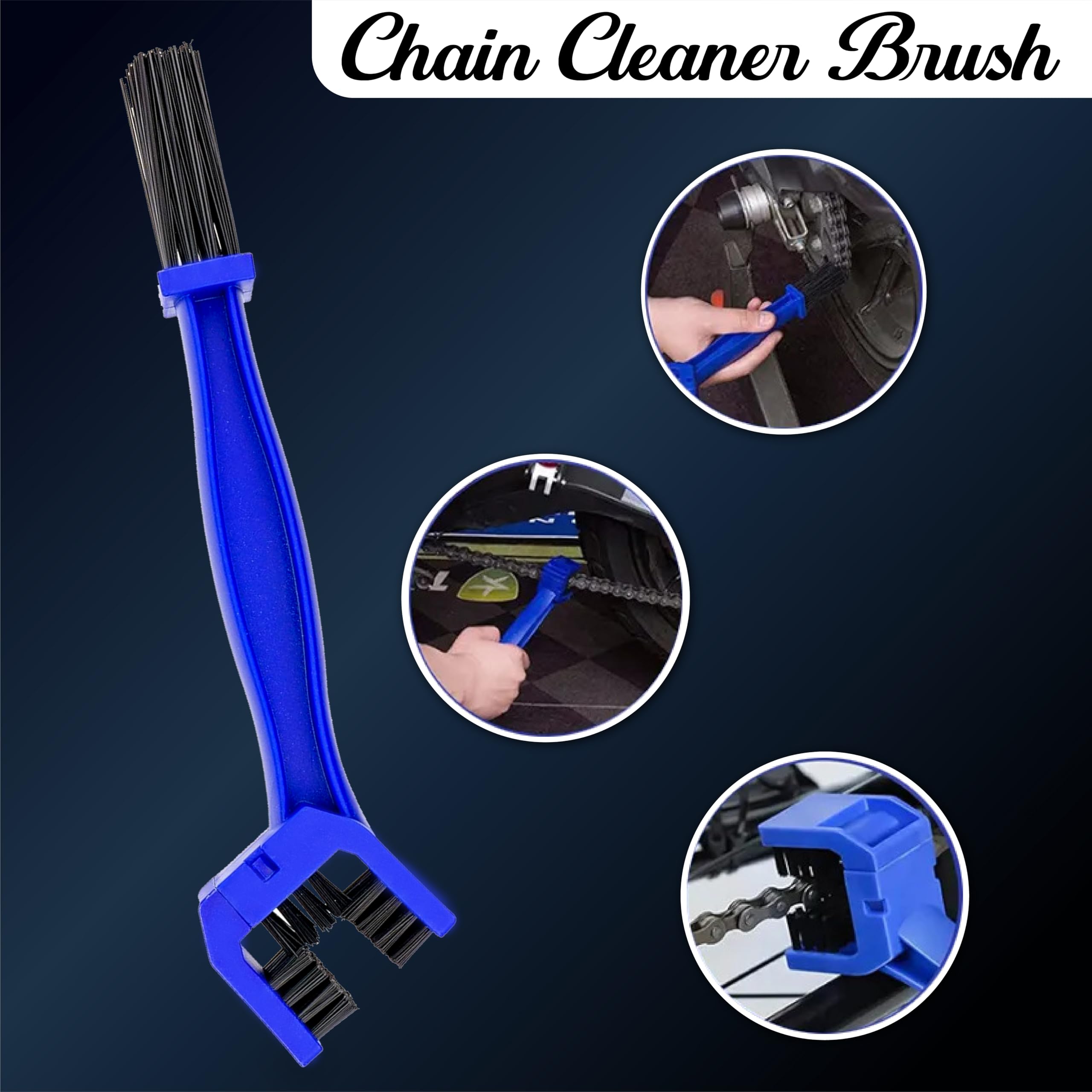 OBEROI'S TRADERS Bike Chain, Wheel and Rim Cleaning Brush Combo | Multi-Purpose Brushes for Motorcycle & Bicycle Maintenance Cleaning Tool