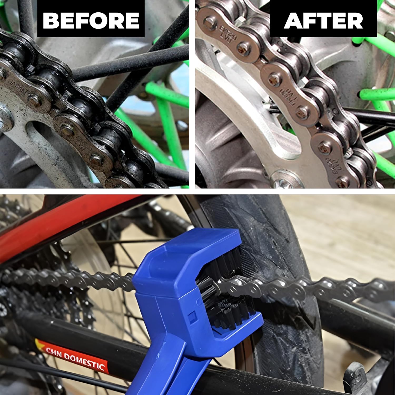 MIKANIX Bike Chain Cleaner & Lubricant Kit Combo | Motorcycle Chain Cleaner Spray, Chain Lube, MX-40 Rust Remover, Chain Cleaning Brush & Microfiber Cloth | For All Bikes & Scooters