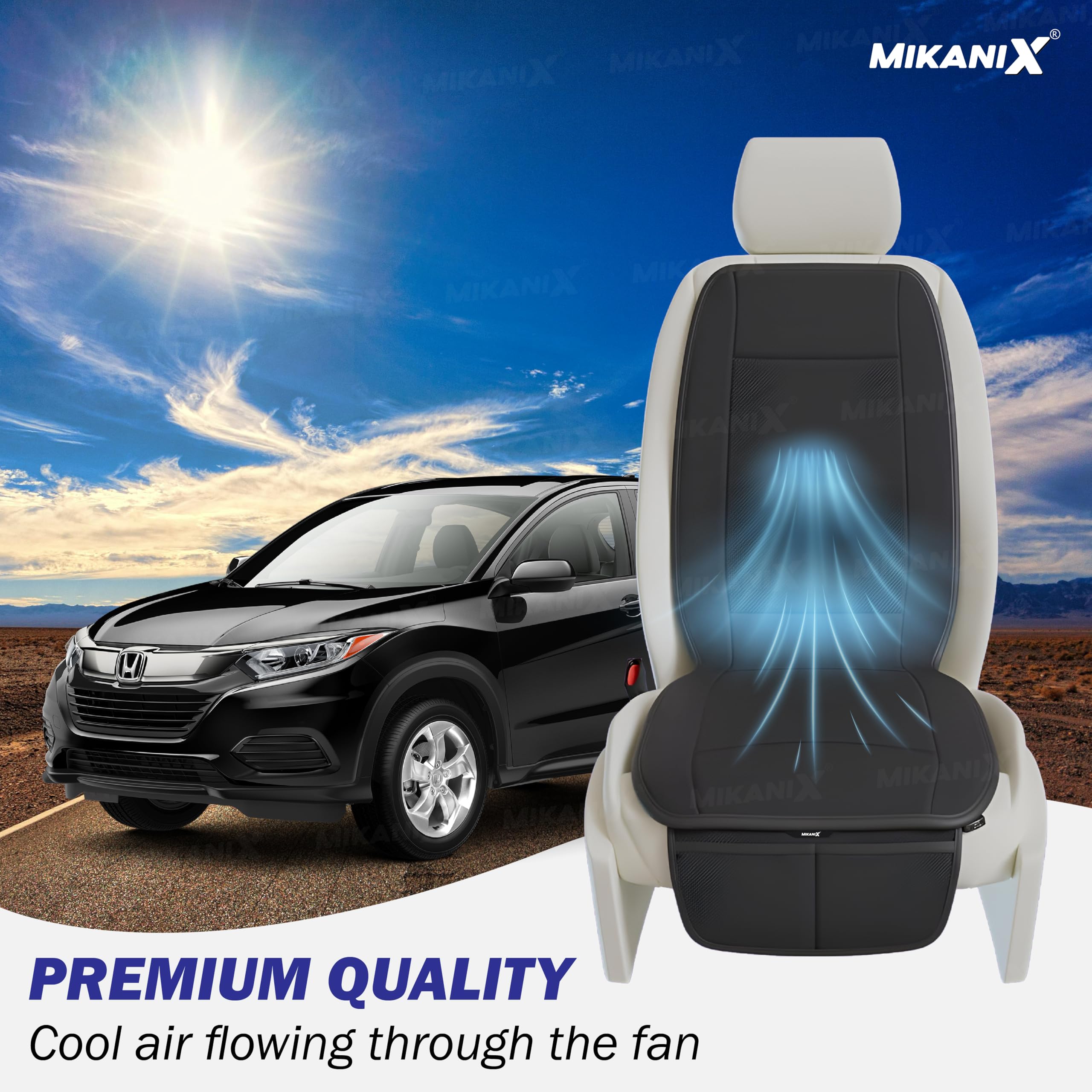 OBEROI'S TRADERS Ventilated Car Seat Cooling Cushion with 10 Fans and 3-Speed Control I Breathable Fabric and Leatherette