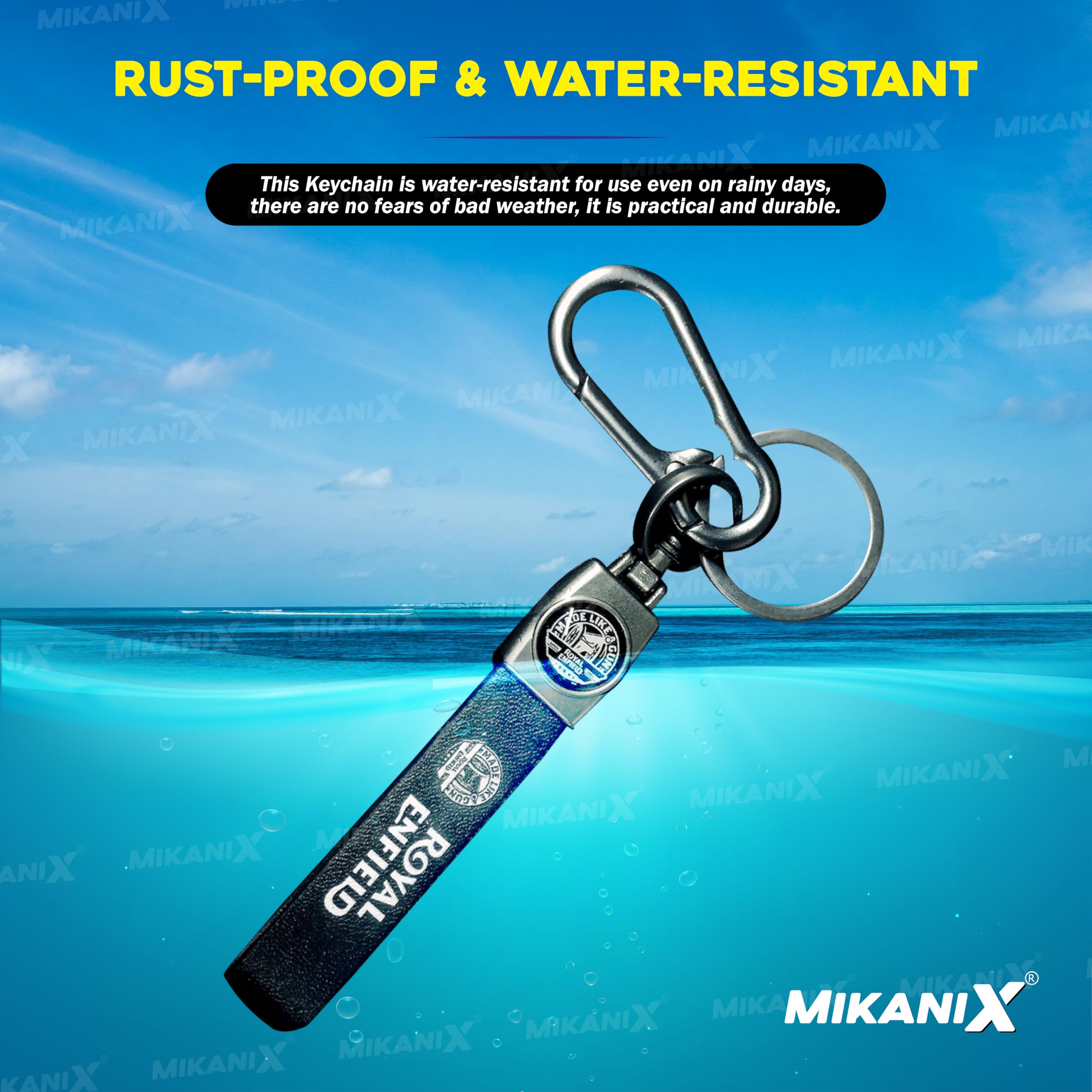 OBEROI'S TRADERS Premium Leather Anti-Rust Metal Key Chain/Key Ring With Locking Hook Suitable For Royal Enfield All Bikes