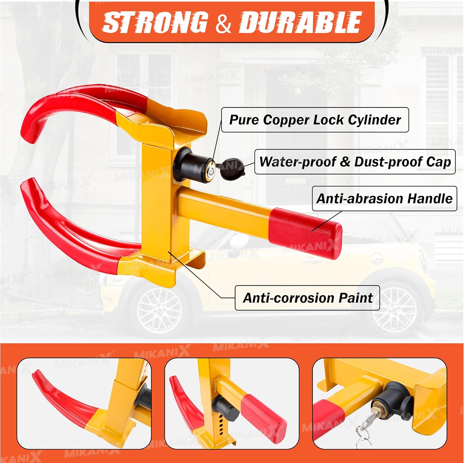 1 Year Warranty Heavy Duty Car Tyre Wheel Security Lock Clamp Anti-Theft Towing Parking Boot Tire Claw Adjustable for Auto, Car, & Truck with Two Keys
