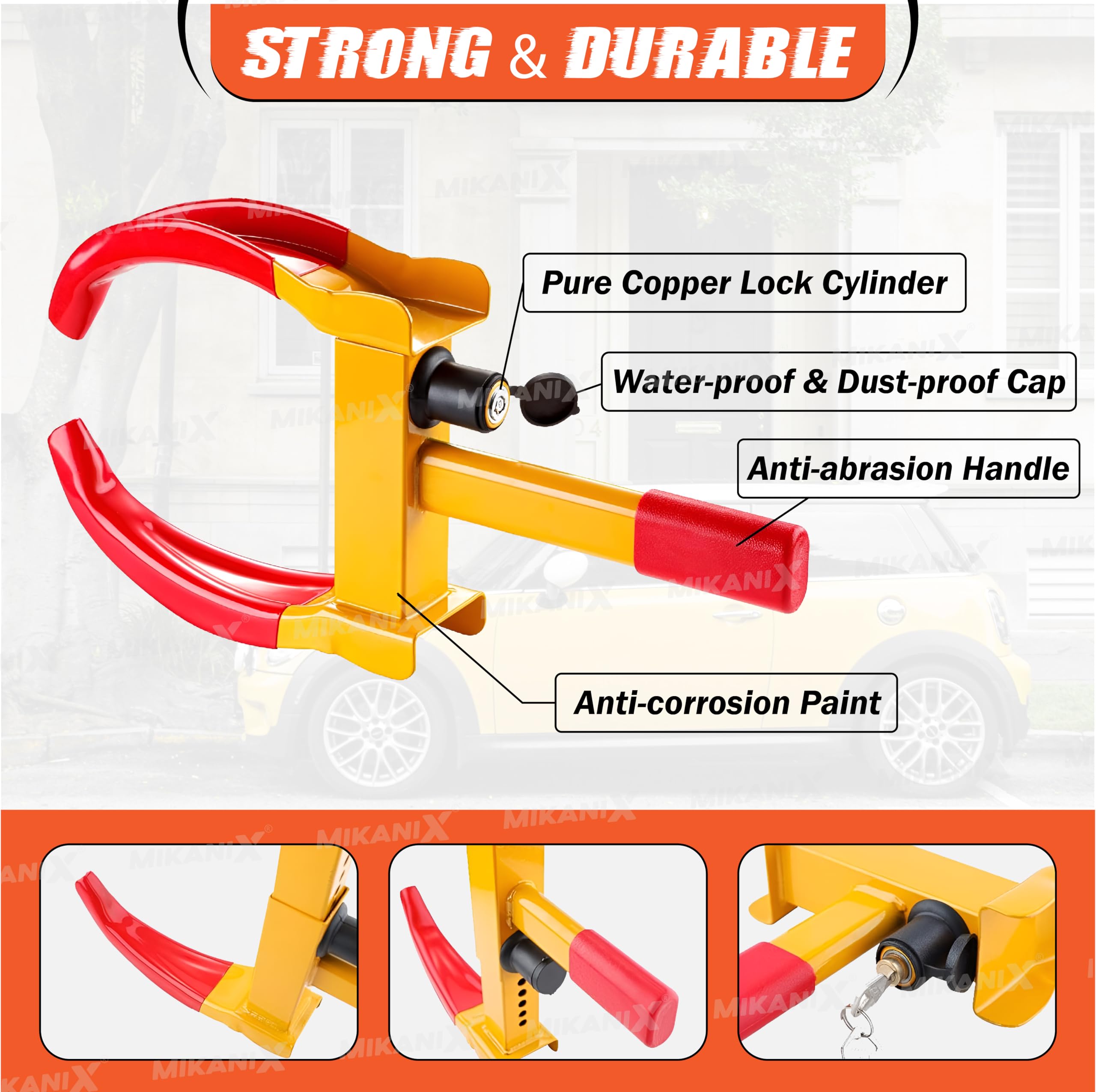 OBEROI'S TRADERS 1 Year Warranty Heavy Duty Car Tyre Wheel Security Lock Clamp Anti-Theft Towing Parking Boot Tire Claw Adjustable for Auto, Car, & Truck with Two Keys