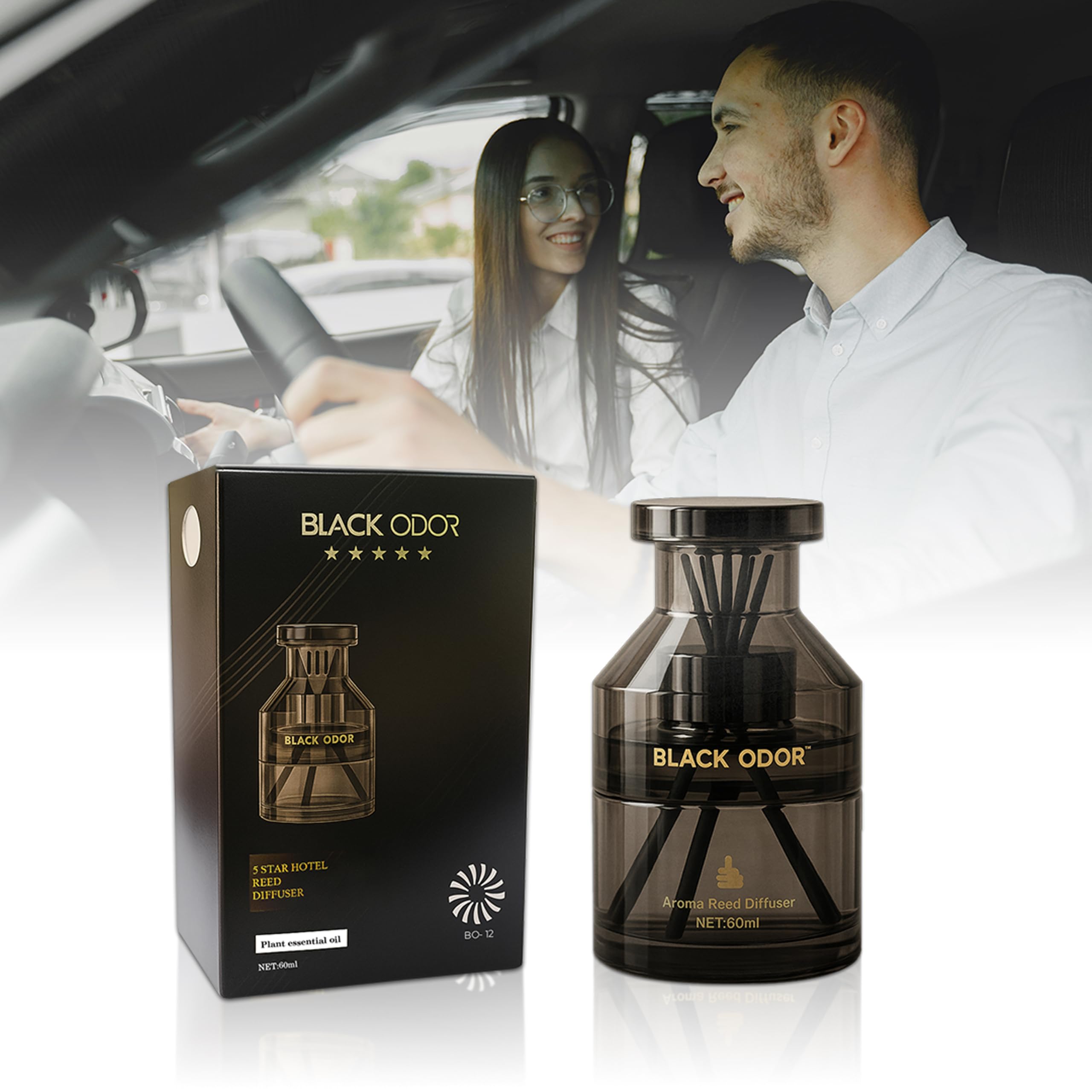 MIKANIX Black Odor Reed Diffuser 60ml | Luxury 5-Star Hotel Fragrance | Home, Bedroom & Car Air Freshener