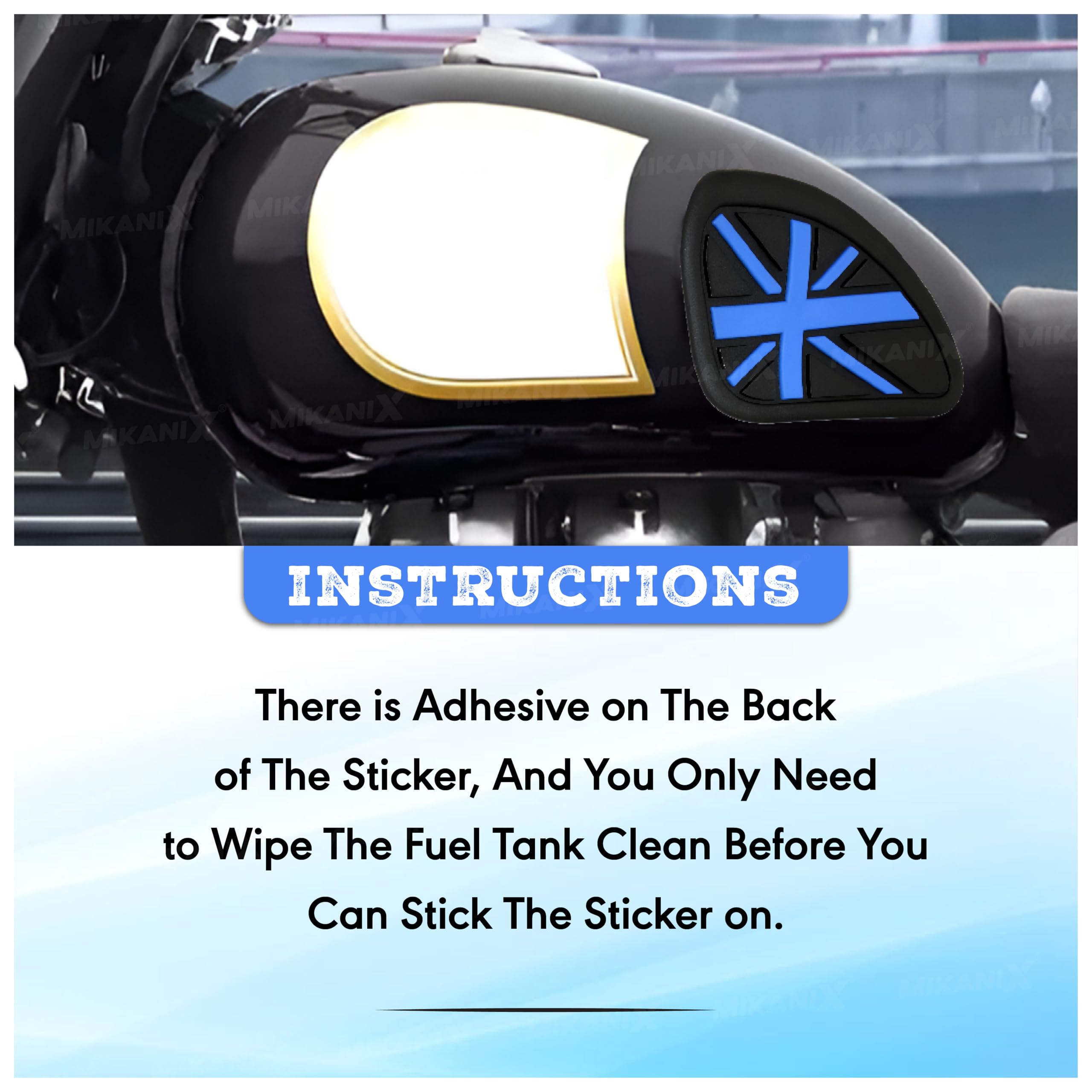 OBEROI'S TRADERS Universal Anti Slip Silicone Bike Tank Pad/Thai Pad Waterproof Sticker For All Motorcycle (Blue)