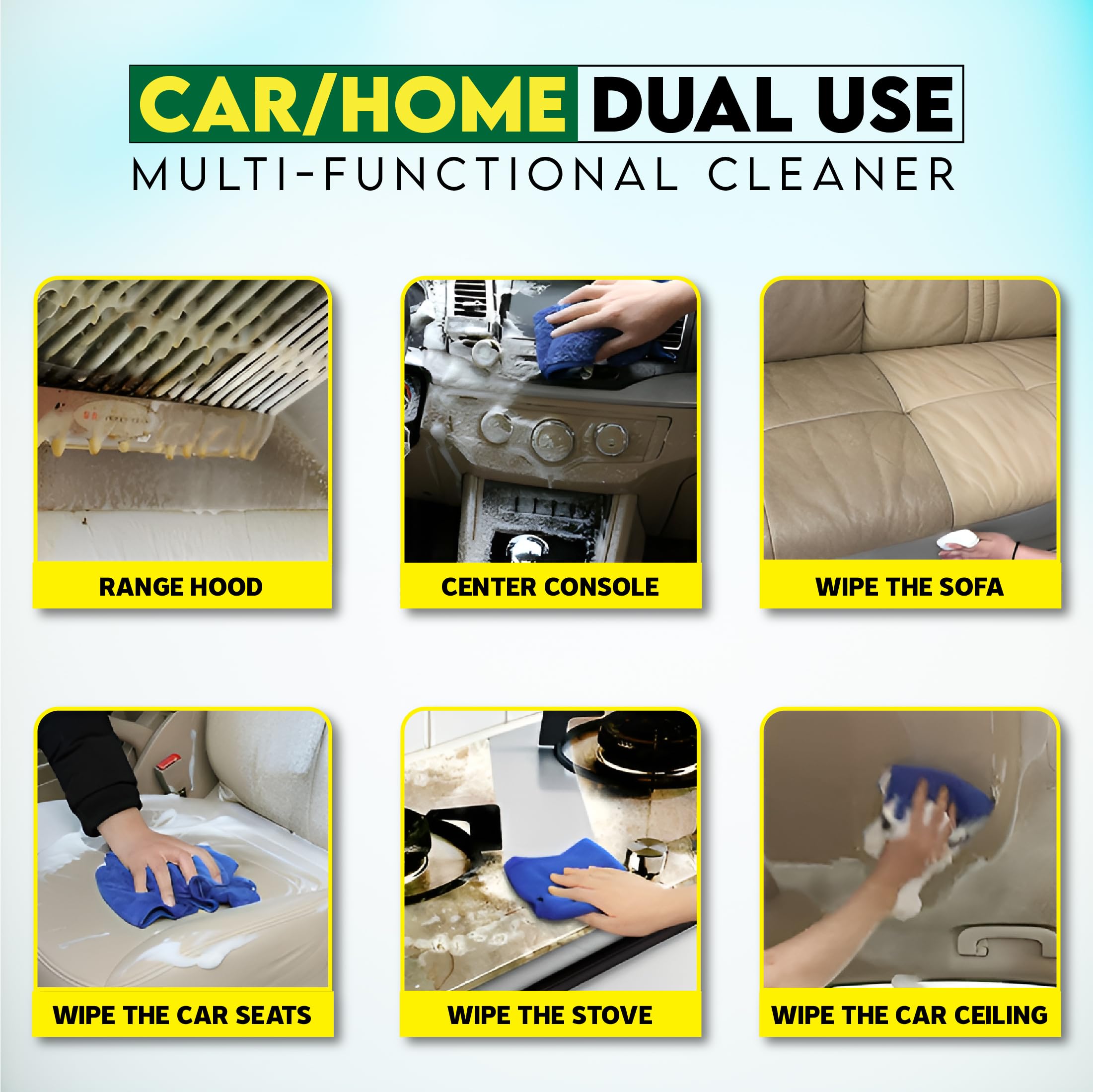 OBEROI'S TRADERS Multipurpose Foam Cleaner Spray Combo for Car & Home | Interior & Exterior Cleaning | Includes 1 Microfiber Cloth | Car Seats, Dashboard, Sofa, Vinyl, Rubber & More