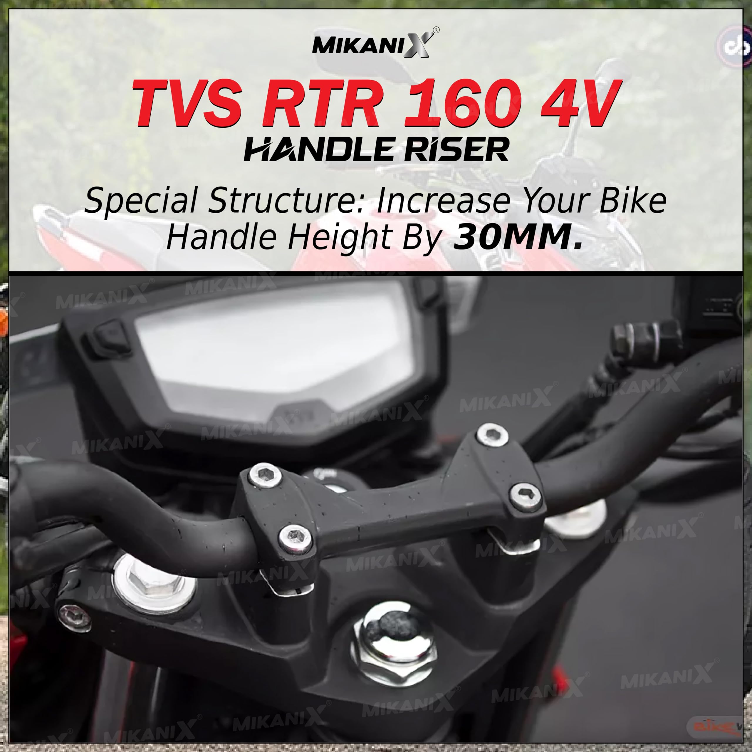 OBEROI'S TRADERS Bike Handlebar Riser | Handle Height Raiser Clamp Kit | Enhanced Comfort and Control | Compatible with Apache RTR 160 4V