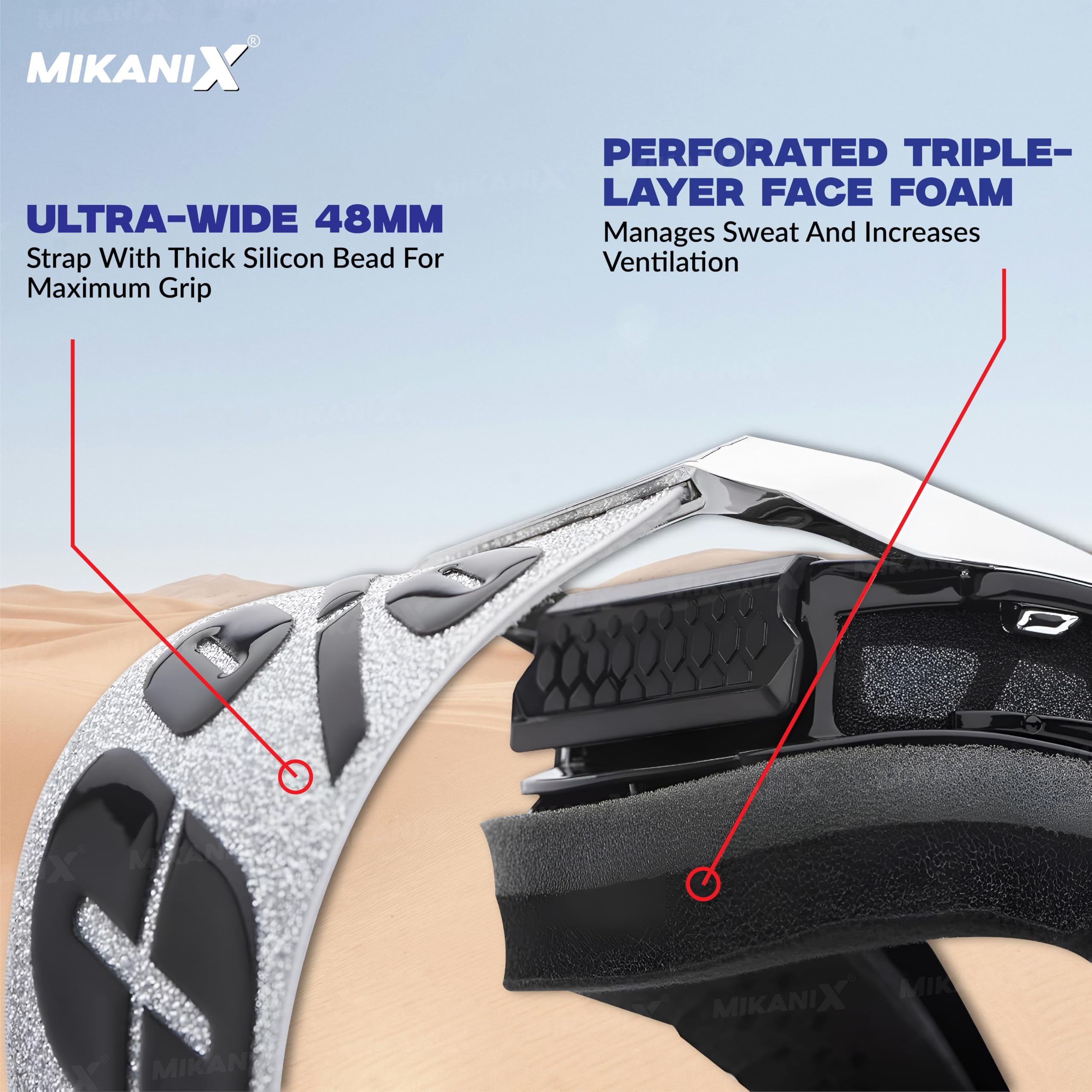 MIKANIX Universal Motorcycle Riding Combo Full Face Balaclava & Off-Road MX Goggles Set for Dirt Bike, ATV, Snowmobile | Windproof, UV Protection, Breathable Gear