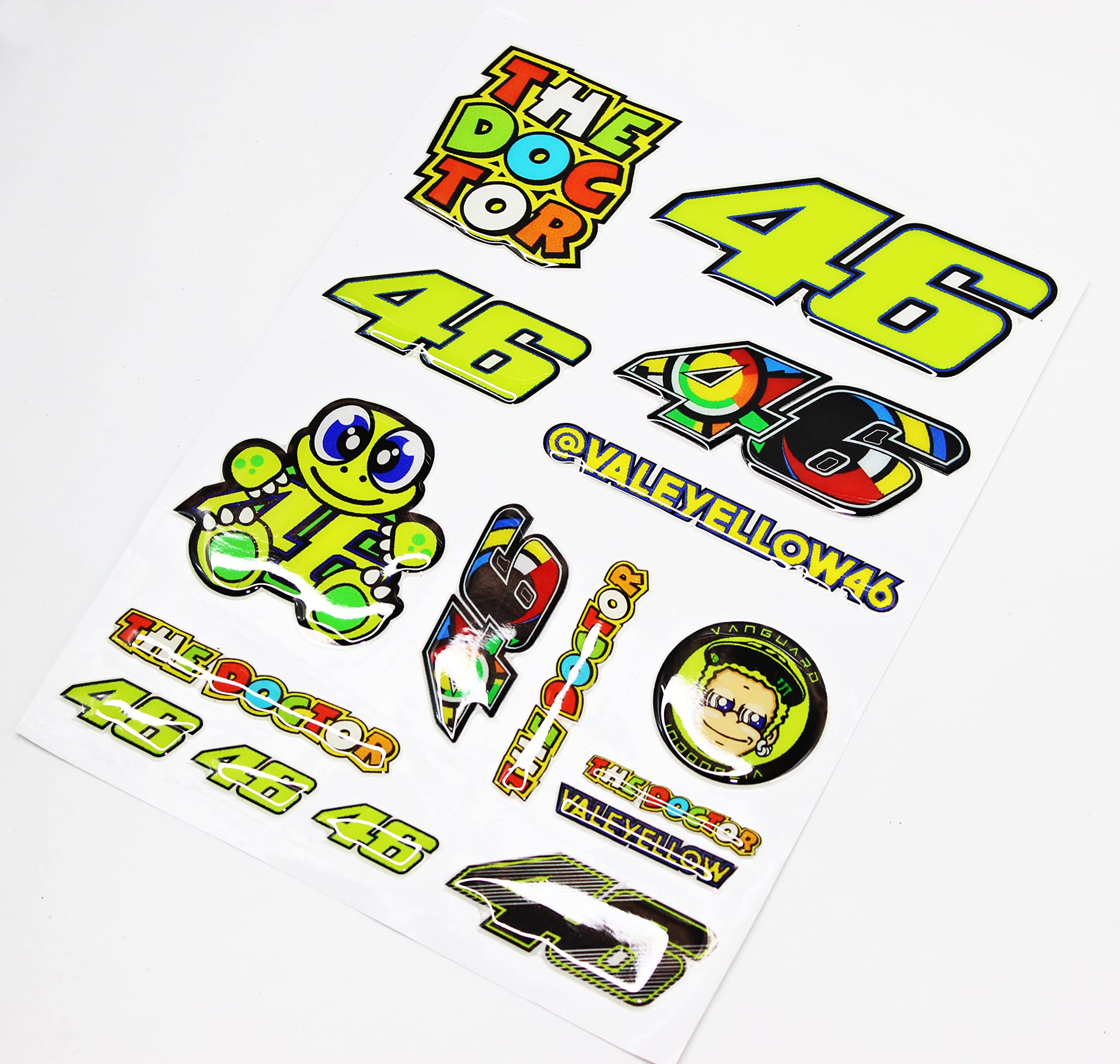 MIKANIX 46 / The Doctor Sticker for Bike, Fuel Tank, Helmet, Car, Bumper Decals Full Sheet for Vehicle Decoration