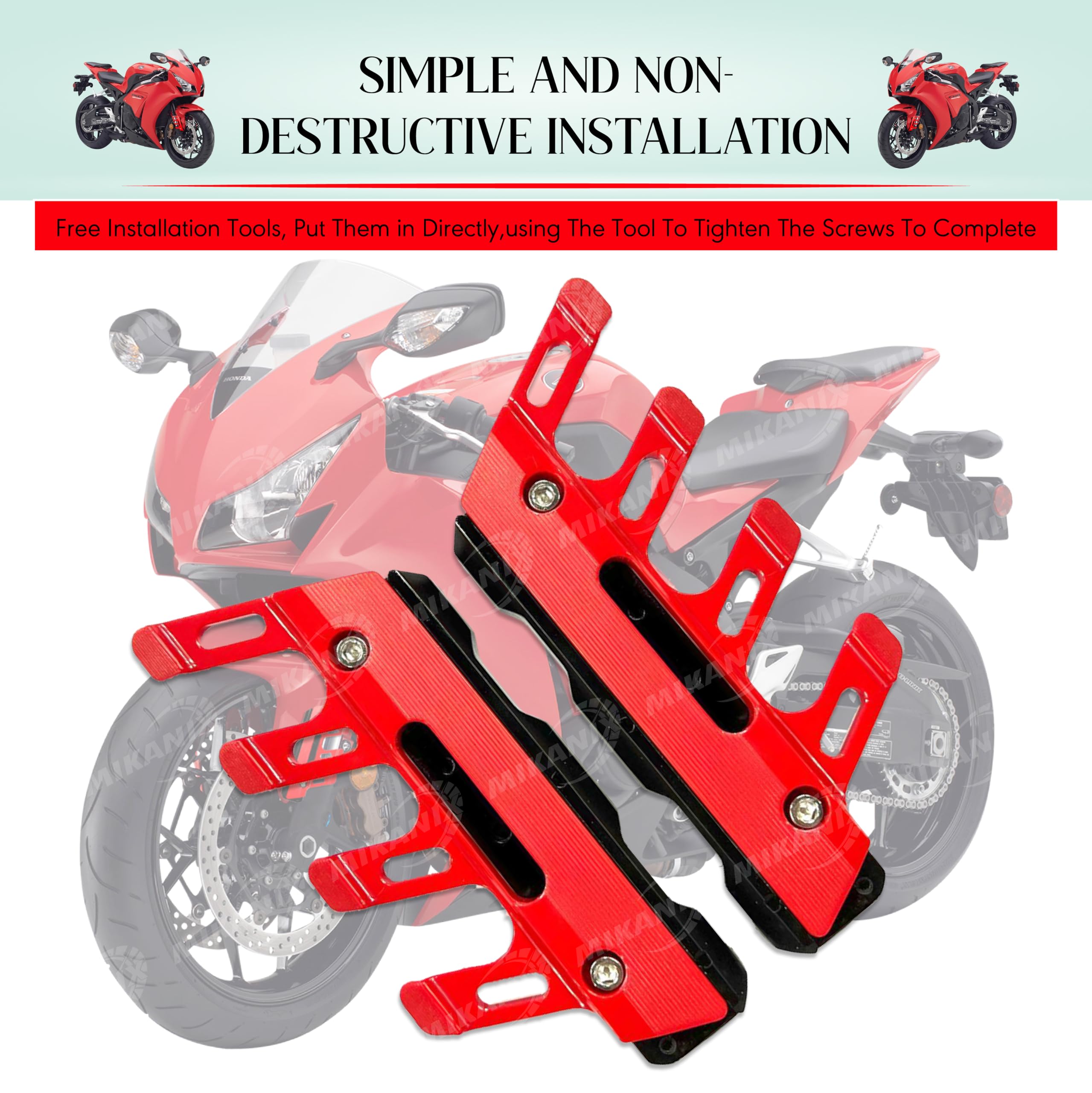 MIKANIX Bike ABS Shocker Protector | Front Fork Fender Protector | Anti-Fall Slider Guard Universal for All Bikes (RED)