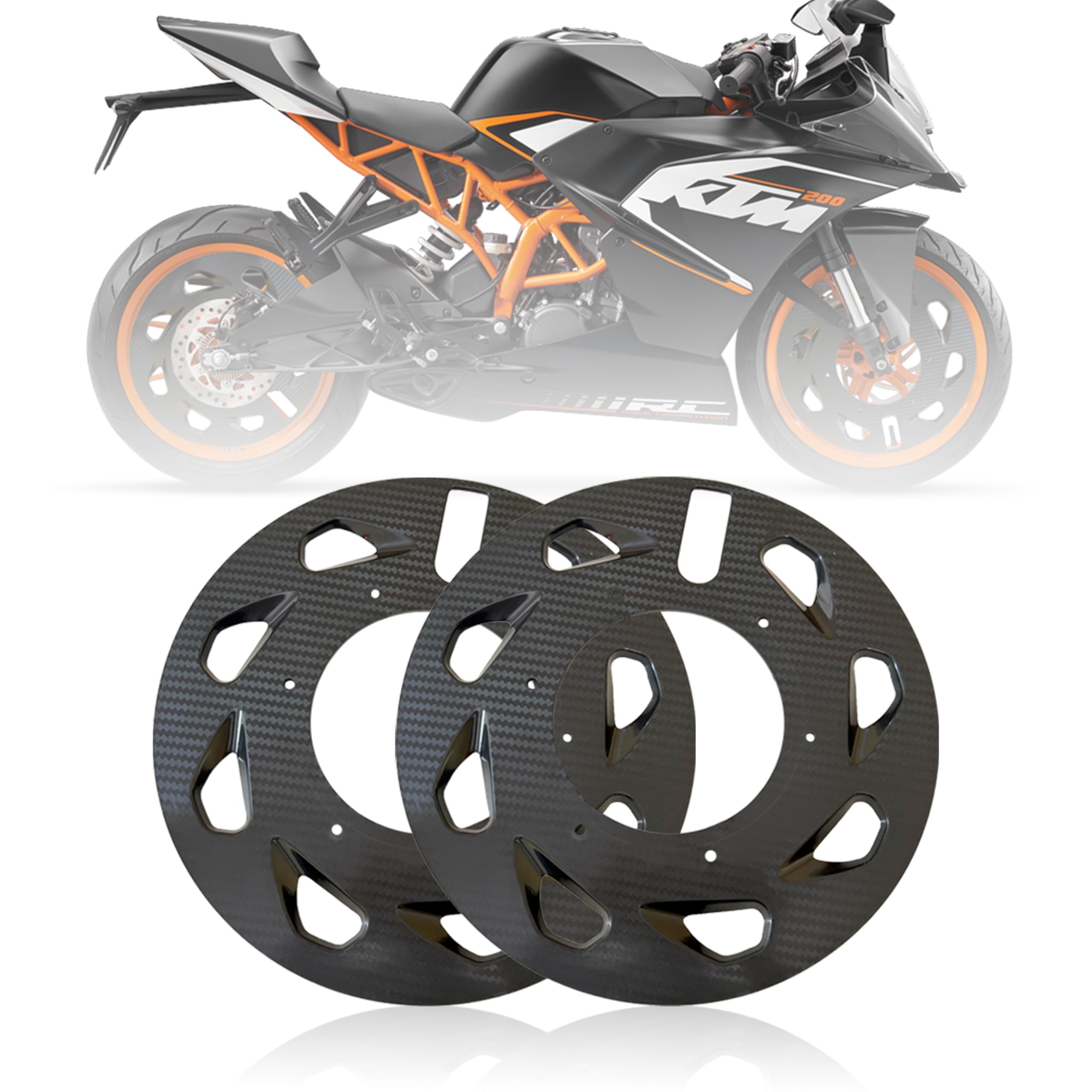 OBEROI'S TRADERS Carbon Finish Front/Rear Pro Disc Wheel Cover | Alloy Hubcap Cover 17 Inch Bike Fairing Kit Compatible with KTM RC 125/200 / 250/390 / 1190