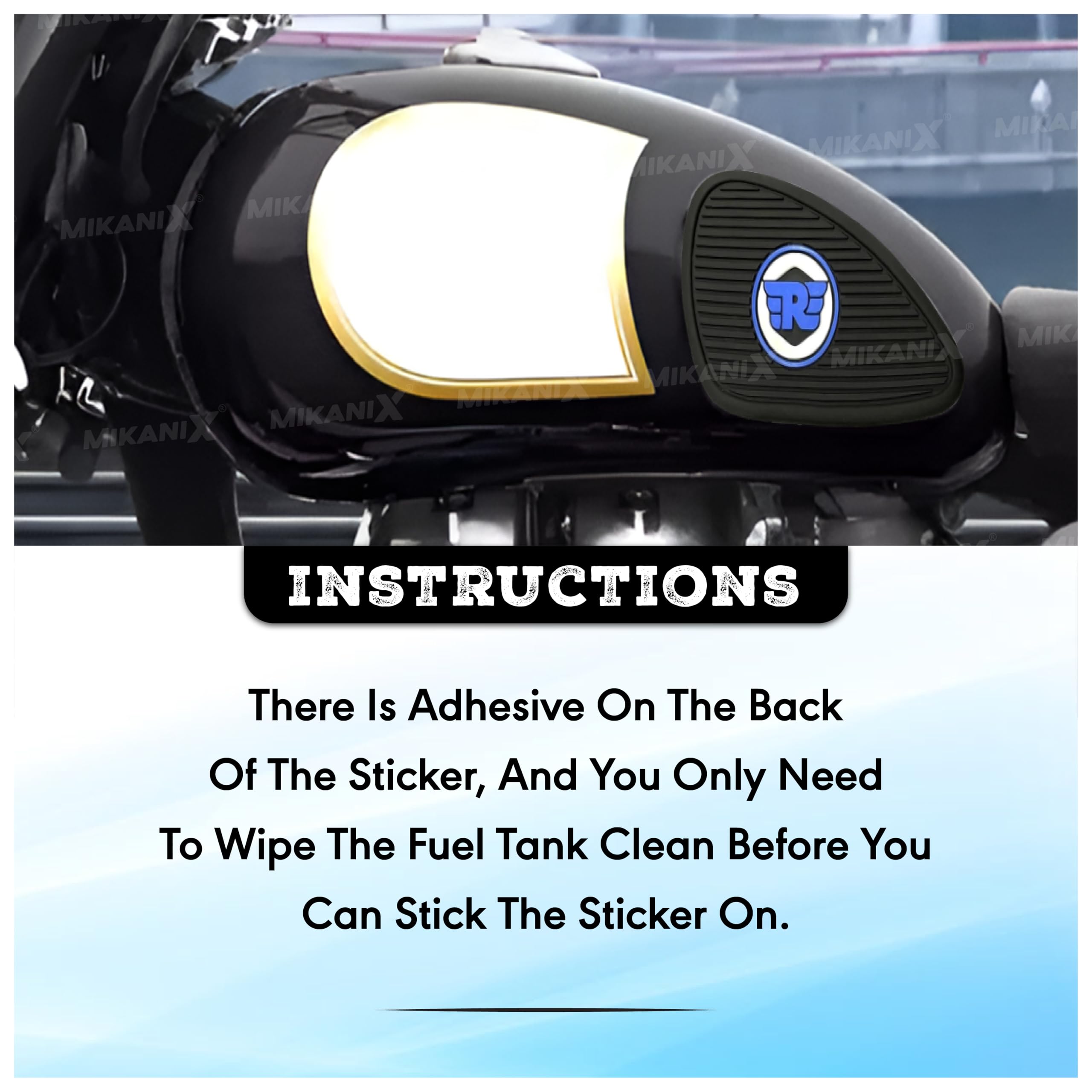 MIKANIX Universal Bullet Bike Anti Slip Silicone Tank Pad/Thai Pad Waterproof Sticker for Royal Enfield All Models