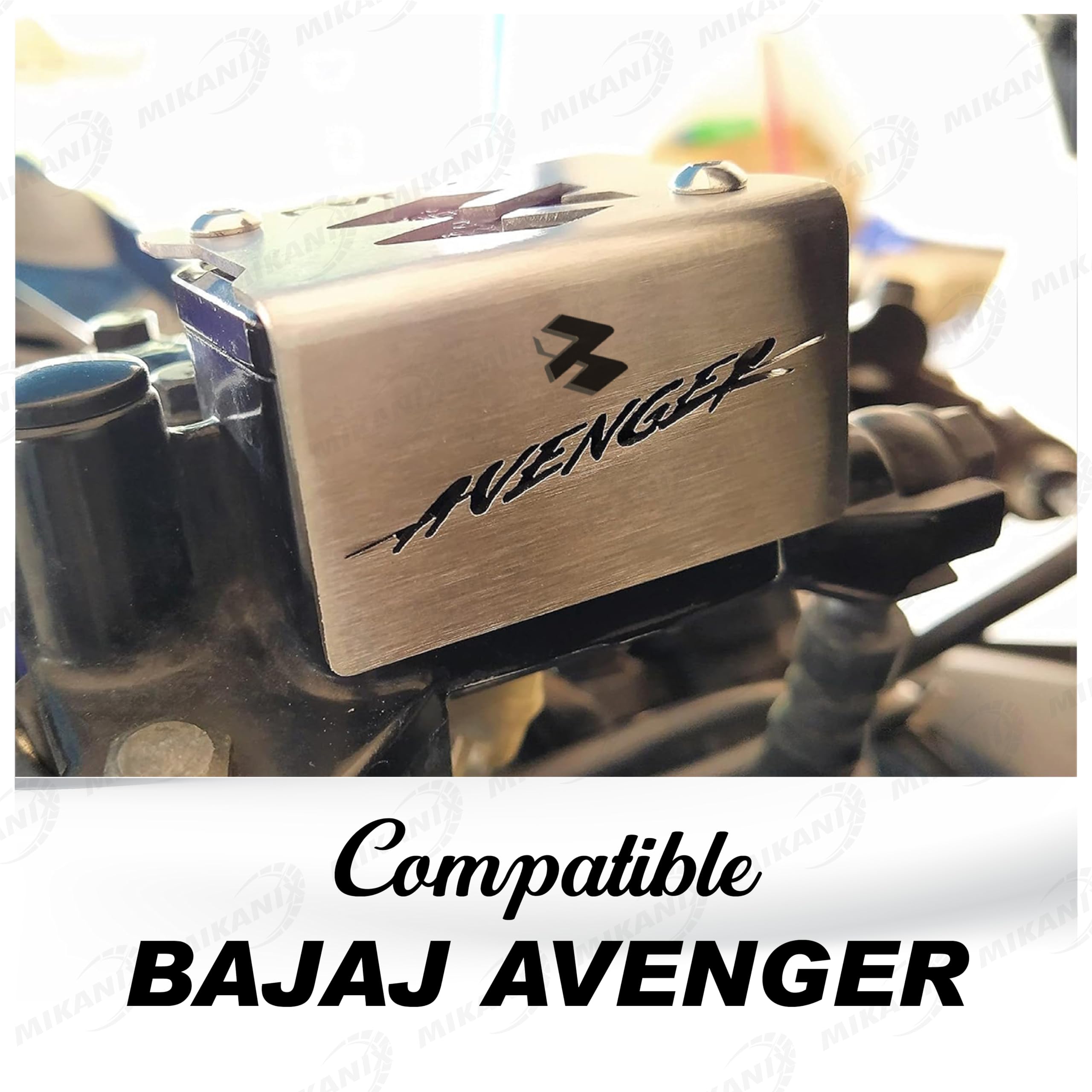 OBEROI'S TRADERS Stainless Steel Disc Brake Fluid Oil Reservoir Cap/Cover Oil Container Guard Compatible with Bajaj Avenger Bike