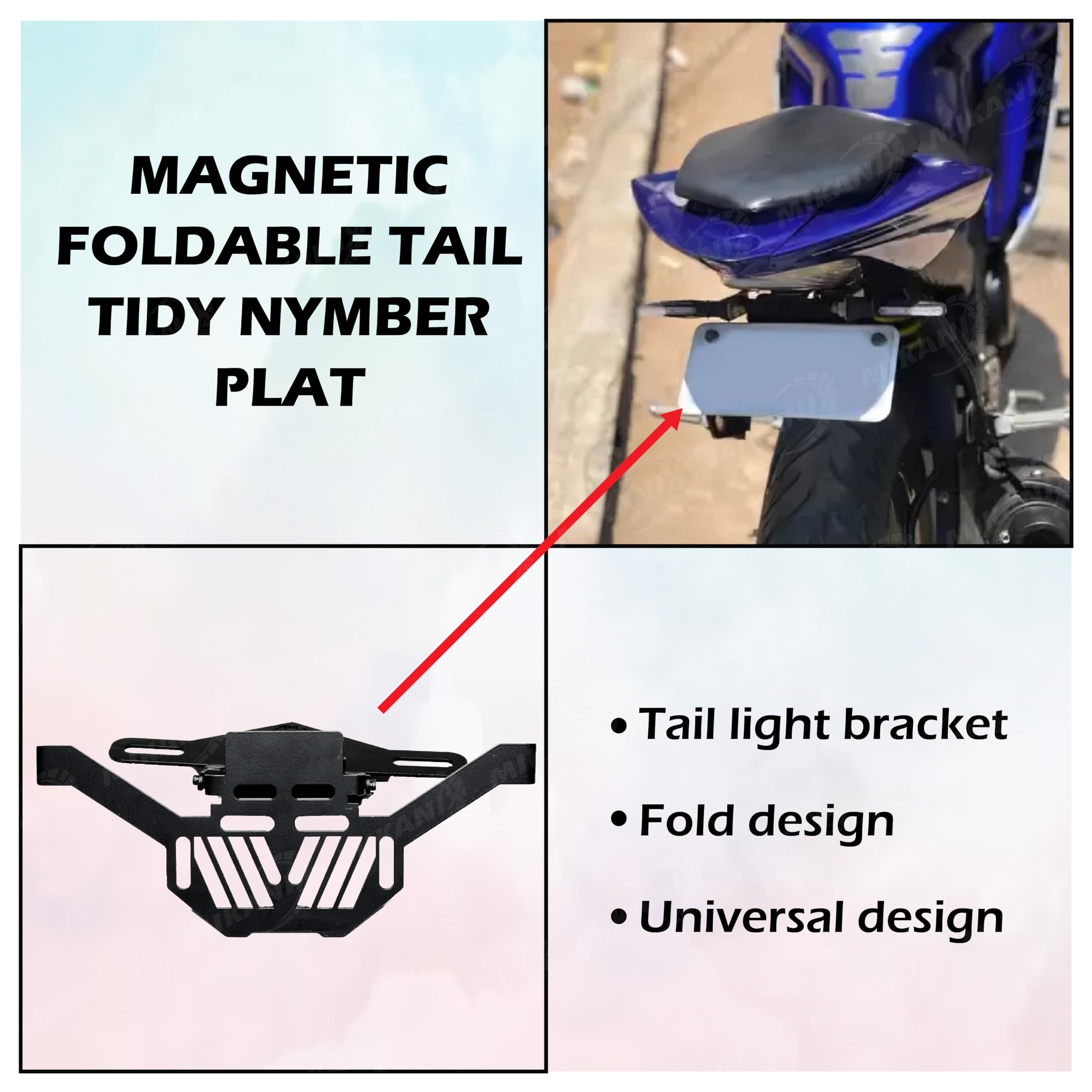 OBEROI'S TRADERS Premium Magnetic Foldable Tail Tidy Number Plate Holder for R15 V4 and R15M