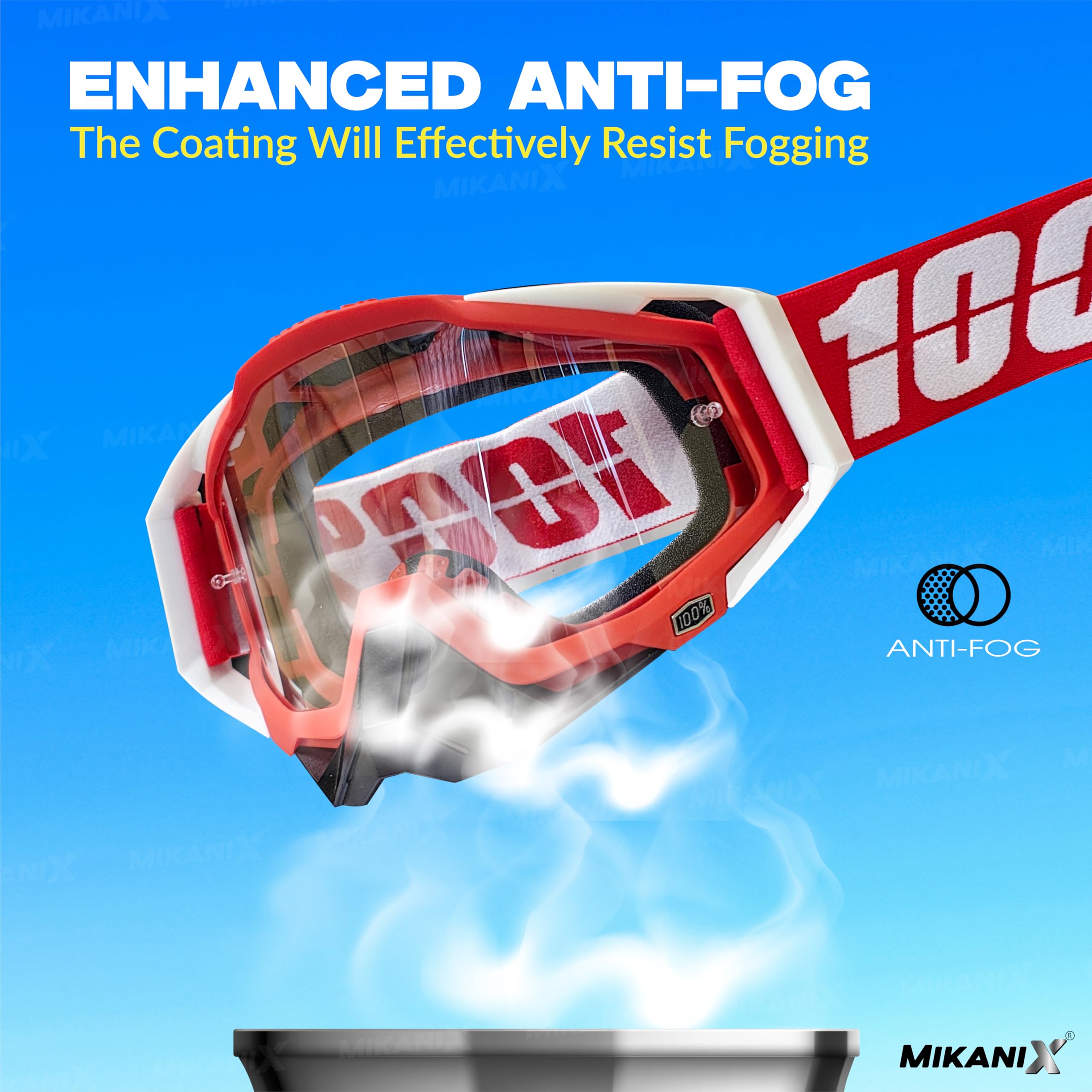 MIKANIX Universal Motorcycle Riding Combo Full Face Balaclava & Off-Road MX Goggles Set for Dirt Bike, ATV, Snowmobile | Windproof, UV Protection, Breathable Gear