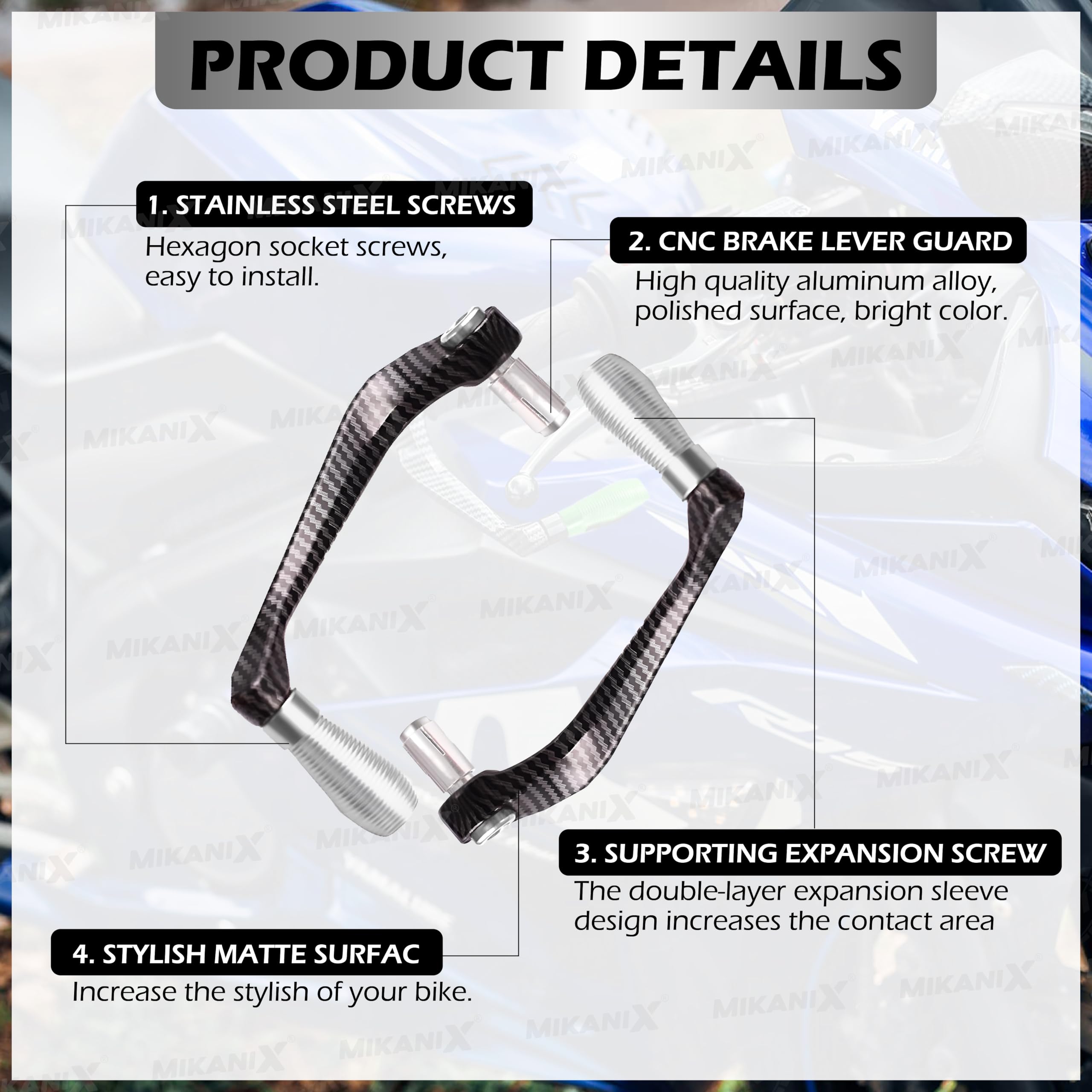 OBEROI'S TRADERS Carbon Finish CNC Aluminum Universal Motorcycle Lever Guard | Handle Bar End Brake Clutch Lever Protective Guards | Hand Guards for All Bikes