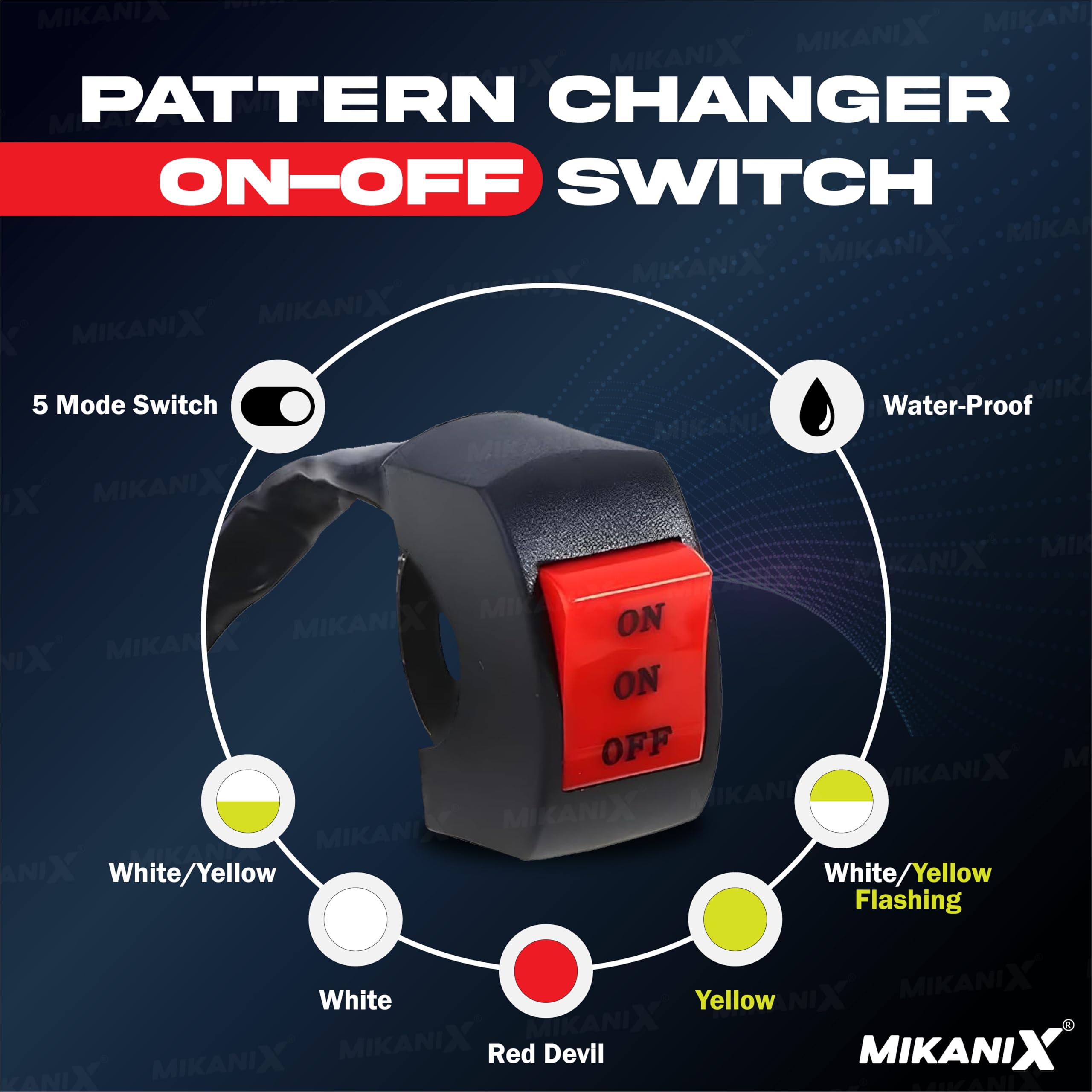 MIKANIX LED Fog Light Lamp | Projector Lens Spotlight | High & Low Beam | White, Yellow & Red Devil Light With On/Off Switch For All Motorbike, Cars, SUV, ATV