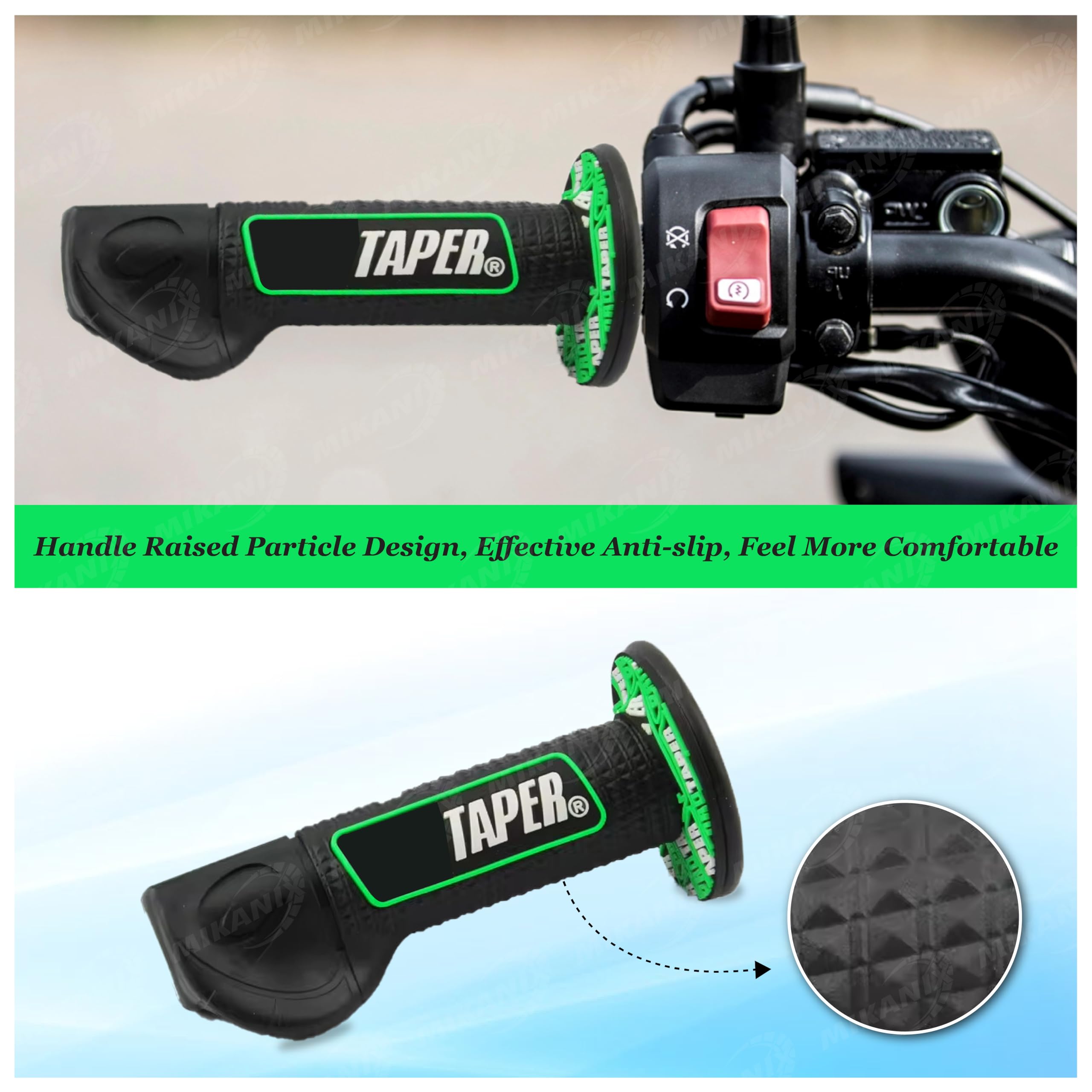 OBEROI'S TRADERS Universal Bike Handlebar Grip Cover with Palm Rest | Non-Slip Rubber Accelerator Grip for Motorcycles, Scooters, Scooty | Dotted Design for Better Control & Comfort