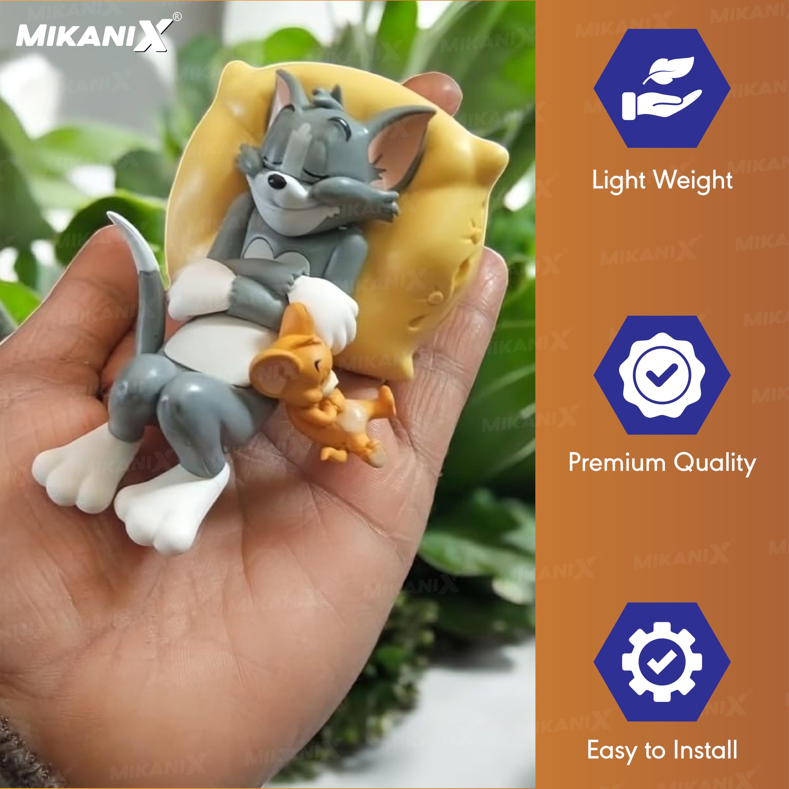 MIKANIX Tom & Jerry Cute Sleeping Car Interior Accessory I Adorable Toy for Car Dashboard & Tabletop | Decorative Plastic Showpiece for Home & Office