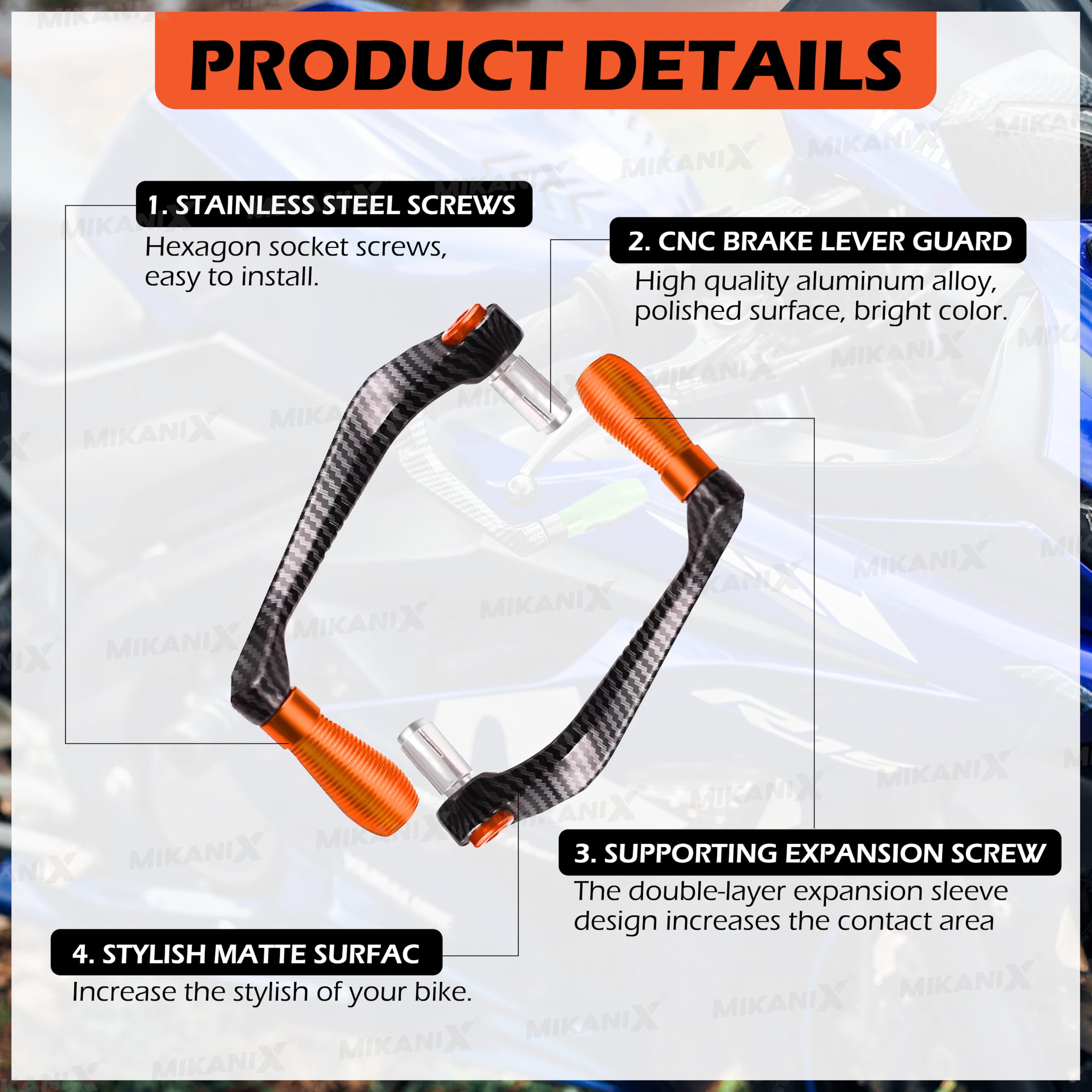 OBEROI'S TRADERS Carbon Finish CNC Aluminum Universal Motorcycle Lever Guard | Handle Bar End Brake Clutch Lever Protective Guards | Hand Guards for All Bikes