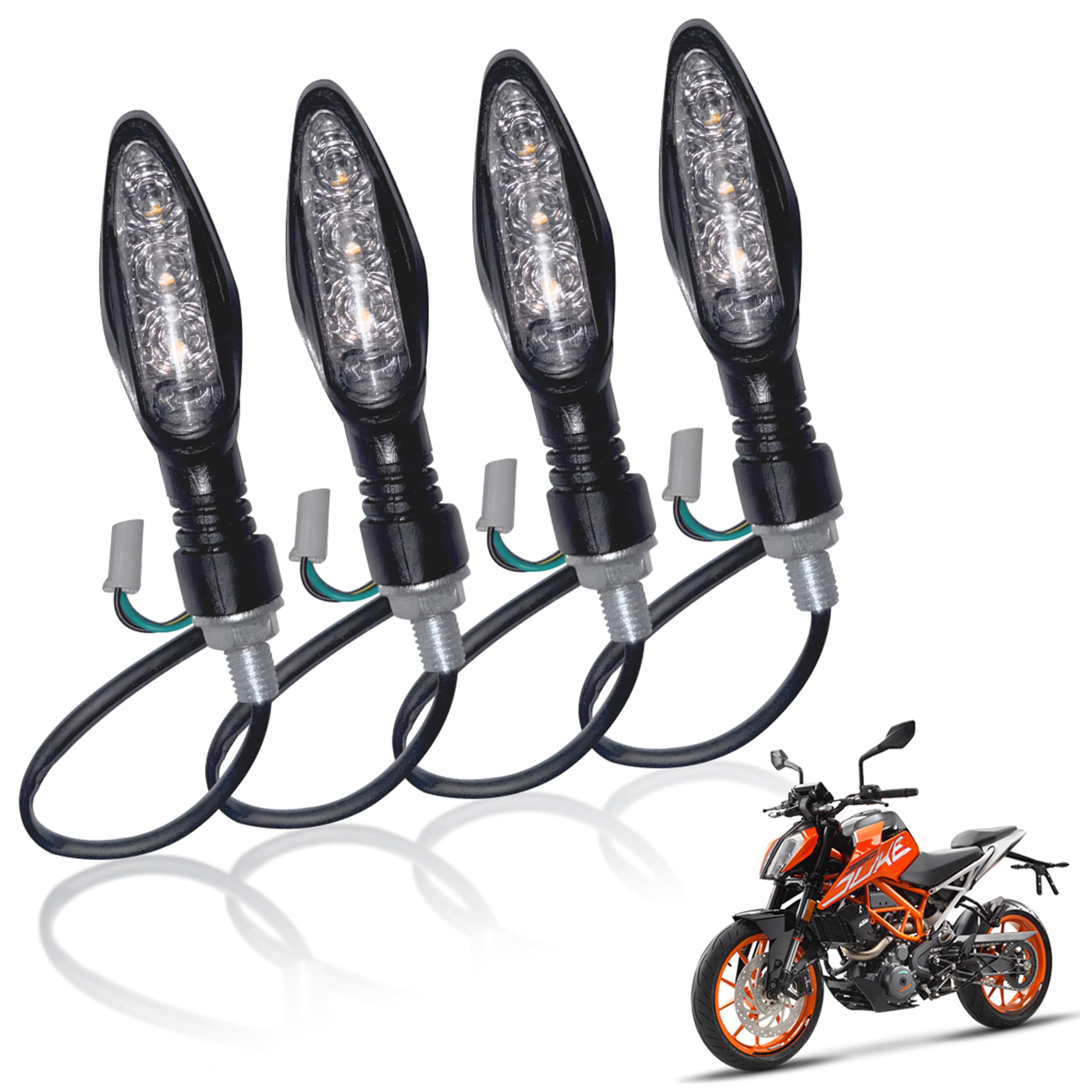 MIKANIX KTM Bike Front, Rear Turn Signal LED Indicator Light Lamp for KTM Duke | RC 125/200/250/390 All Models