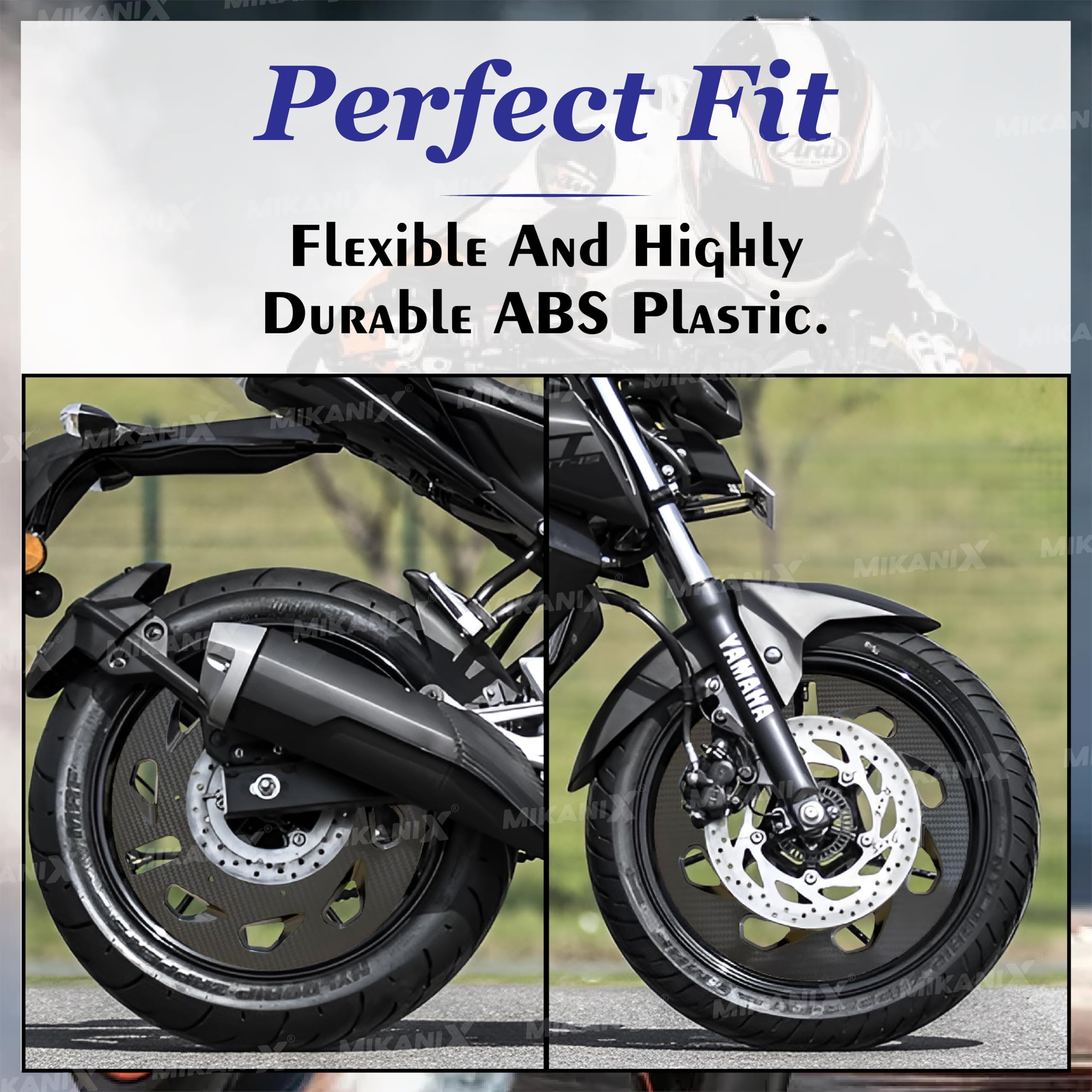 OBEROI'S TRADERS Carbon Finish Front/Rear Pro Disc Wheel Cover | Alloy Hubcap Cover 17 Inch Bike Fairing Kit Compatible with Yamaha MT 15 V2