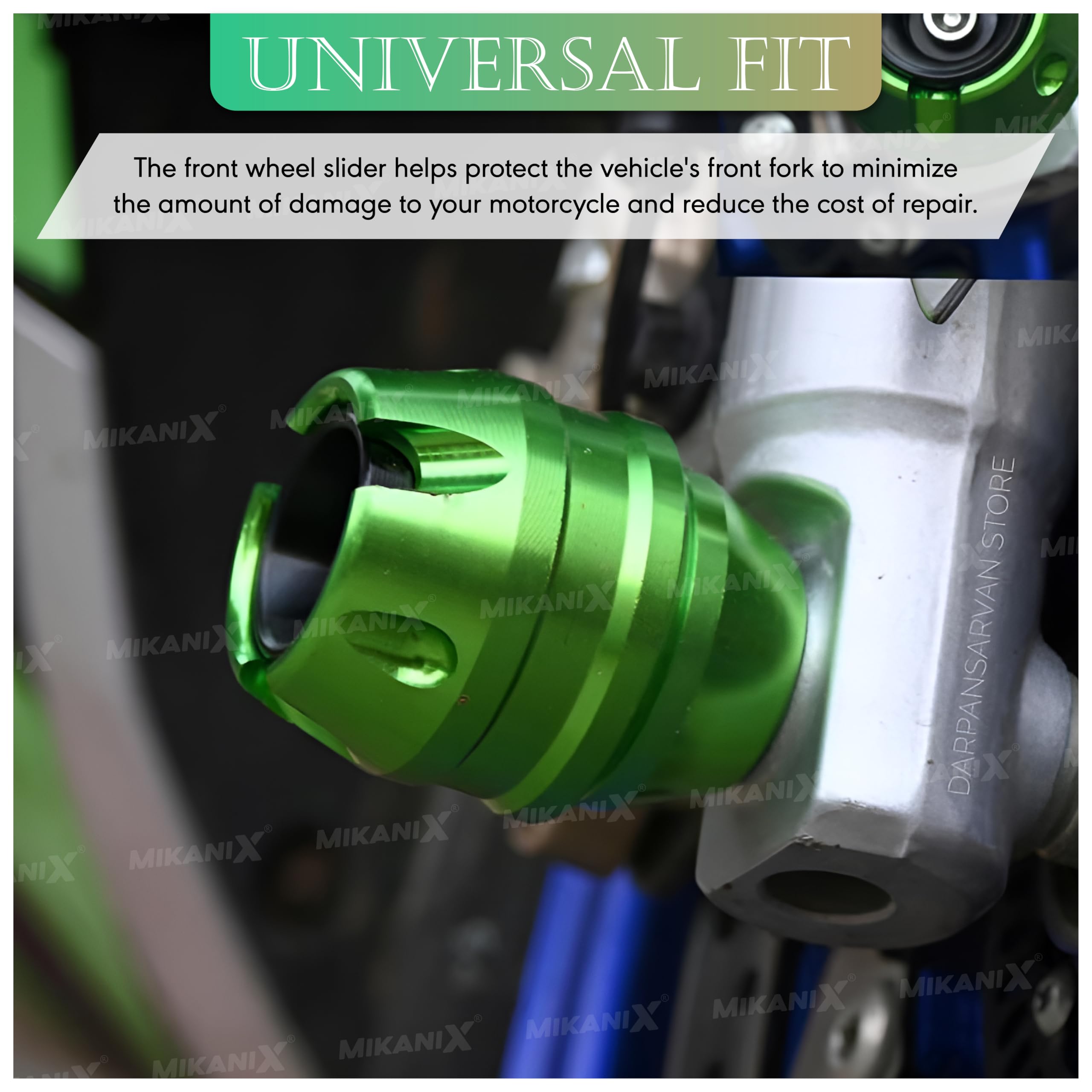 MIKANIX Universal Motorcycle Front Fork Slider | Wheel Frame Slider | Axle Protector Bike Crash Guard for All Bikes