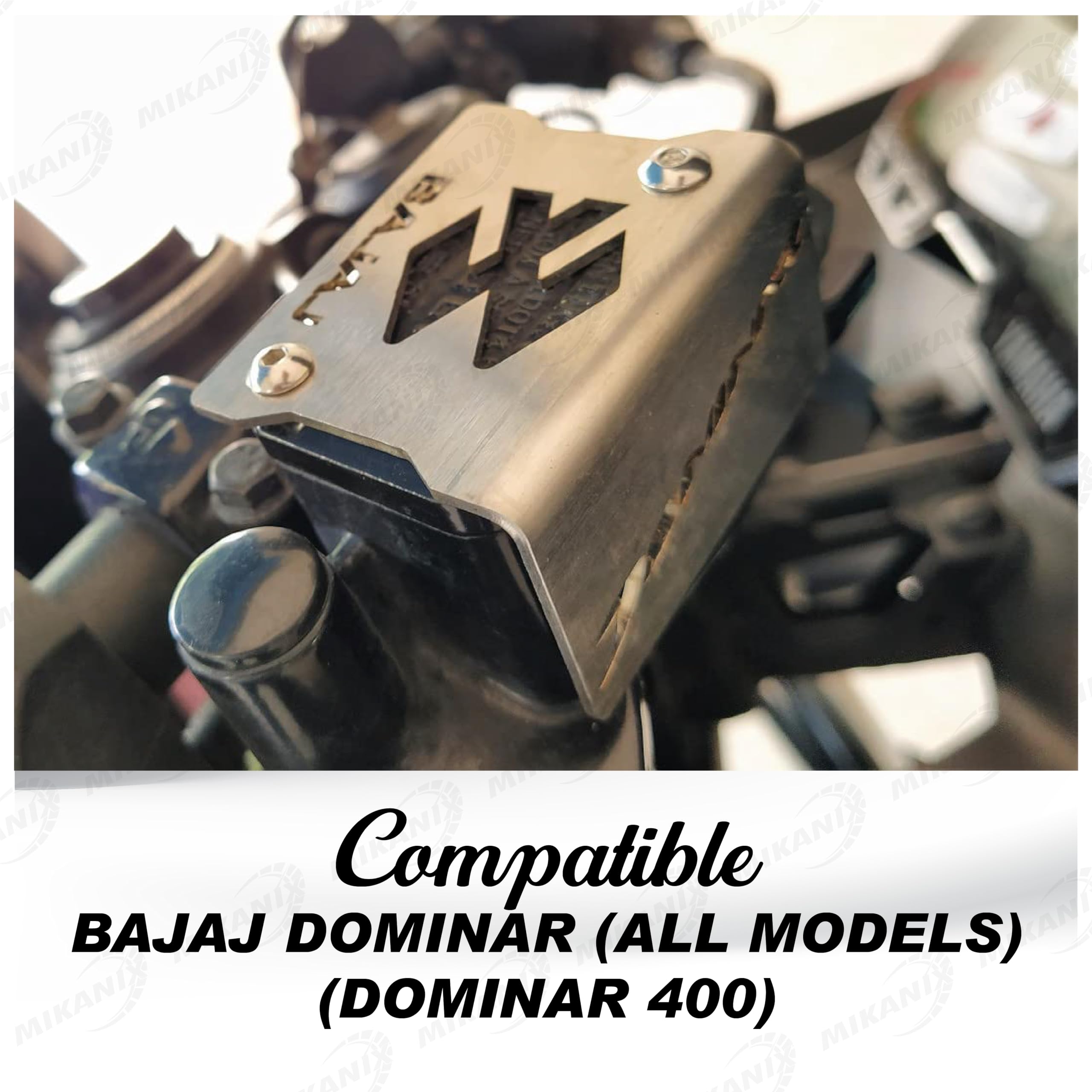 OBEROI'S TRADERS Stainless Steel Disc Brake Fluid Oil Reservoir Cap/Cover Oil Container Guard Compatible with Bajaj Dominar 400