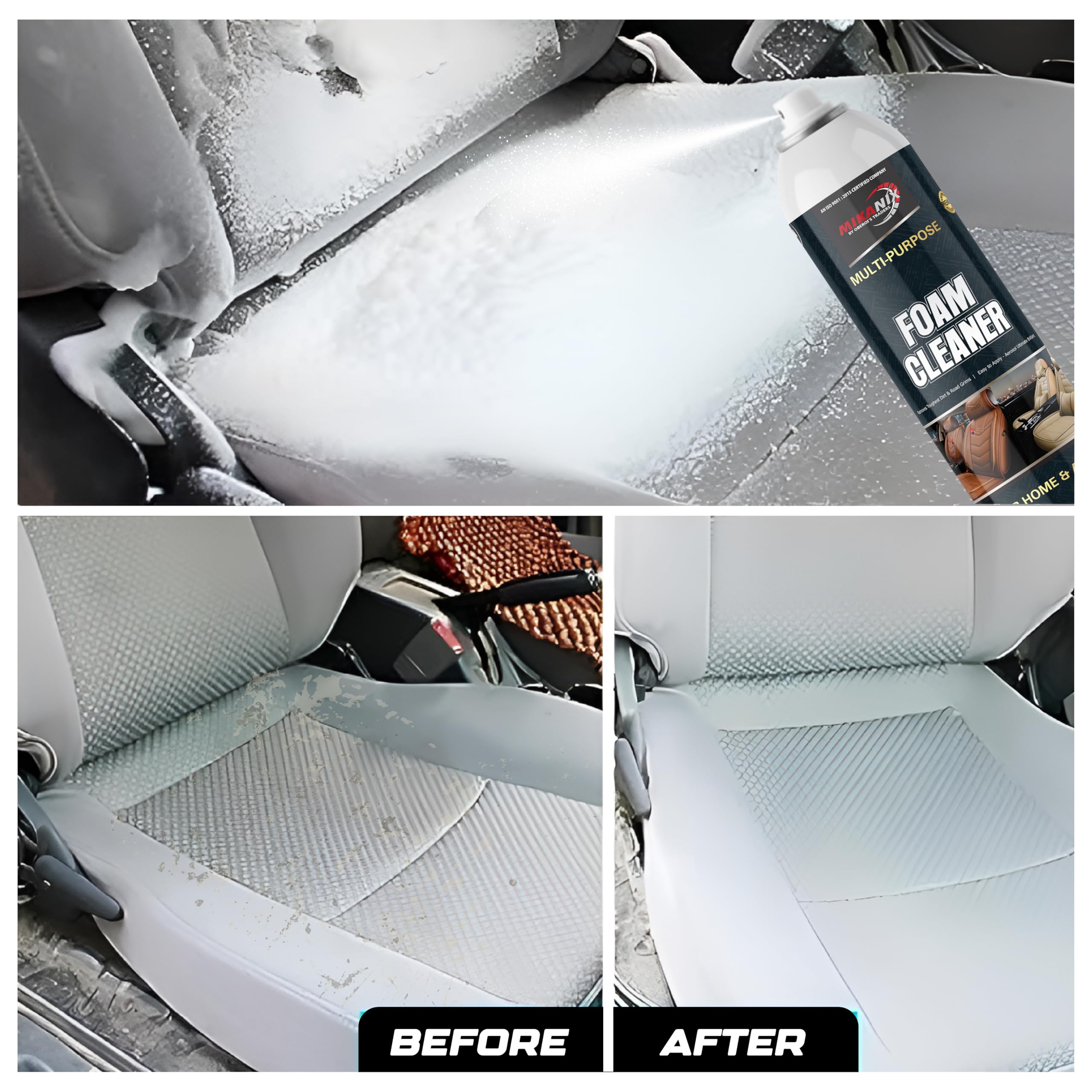 MIKANIX Combo of Chenille Microfiber Dual-Sided Car Duster Glove + Helmet Foam + Car & Bike Polish + Foam Cleaner Spray