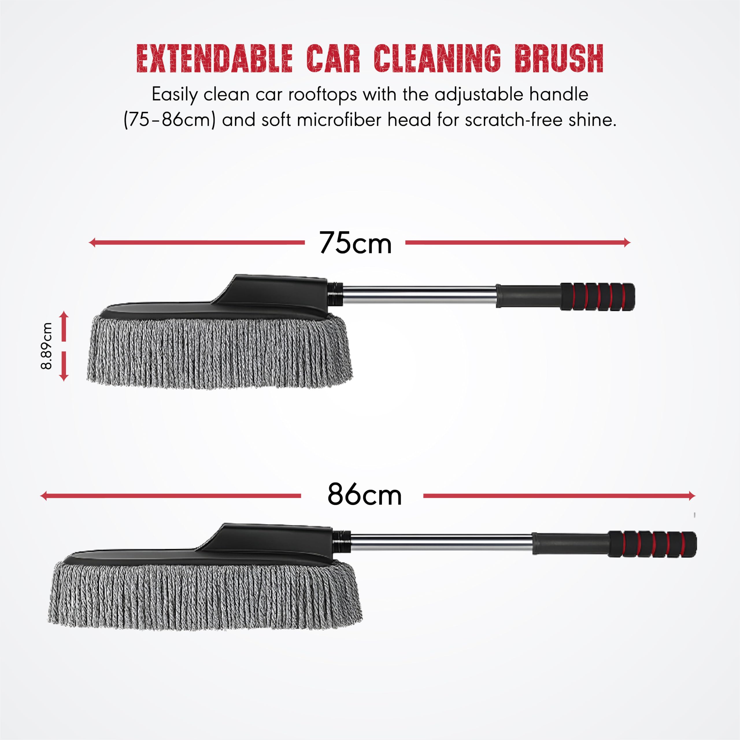 OBEROI'S TRADERS 6 in 1 Car Cleaning Kit | Microfiber Car Duster with Extendable Handle, Detailing Brushes, Cloth, Windshield Washer Tablets & Interior/Exterior Scratch-Free Car Detailing Tools