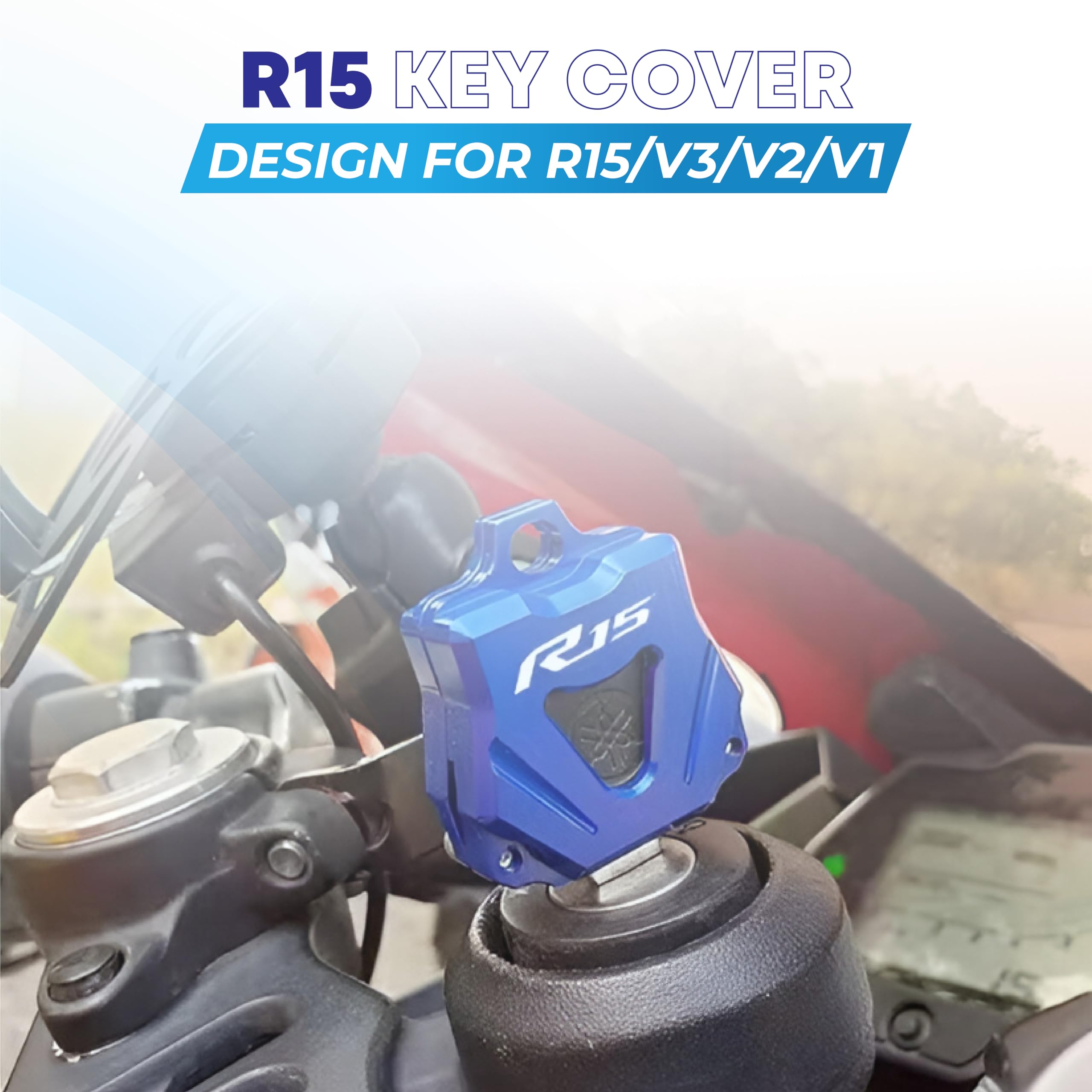 MIKANIX CNC Aluminum Bike Key Case Cover/Key Ring Shell For R15 V3 V2 V1 (Blue)