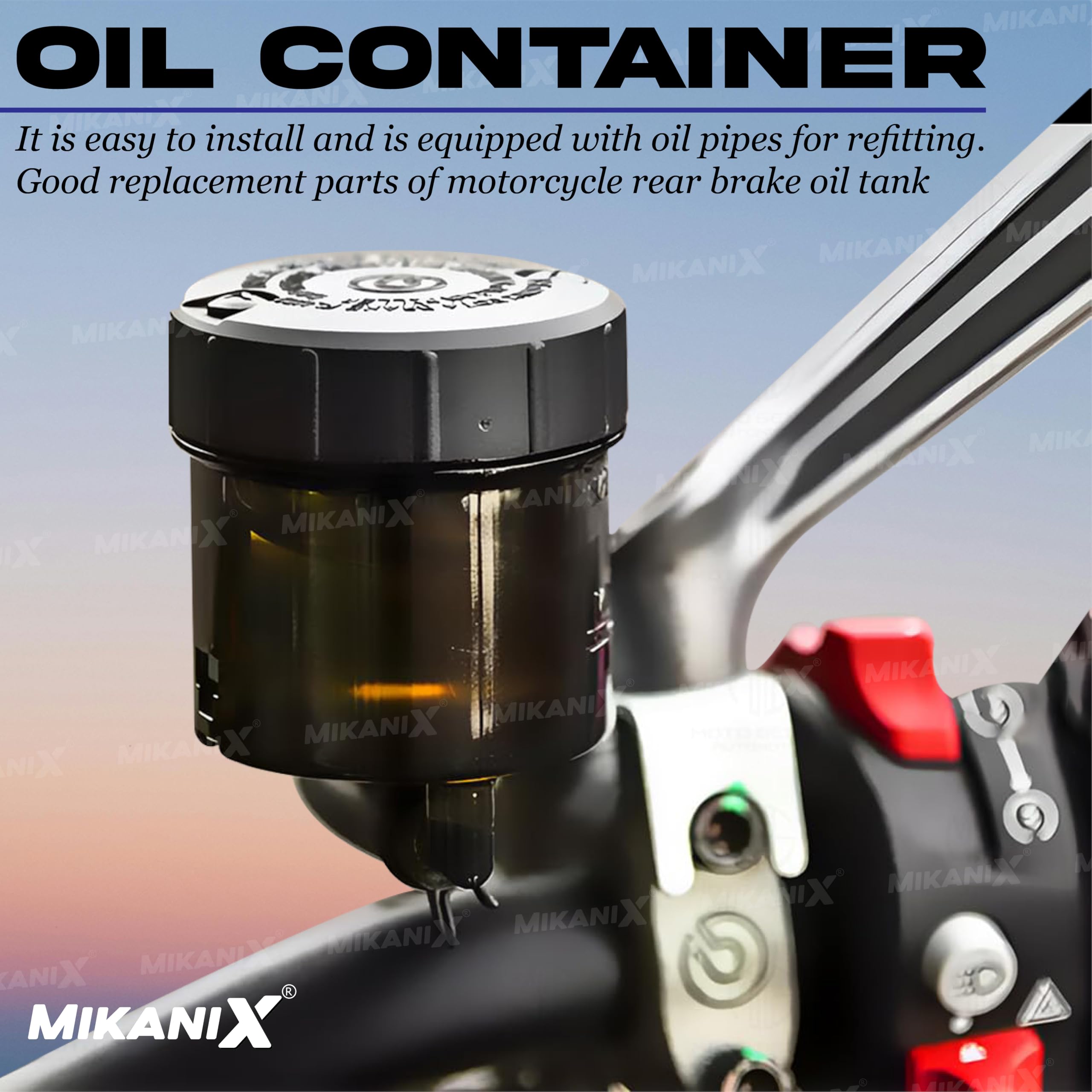 OBEROI'S TRADERS Universal Motorcycle Disc Brake Clutch Oil/Fluid Reservoir Can Cup Container (Black)