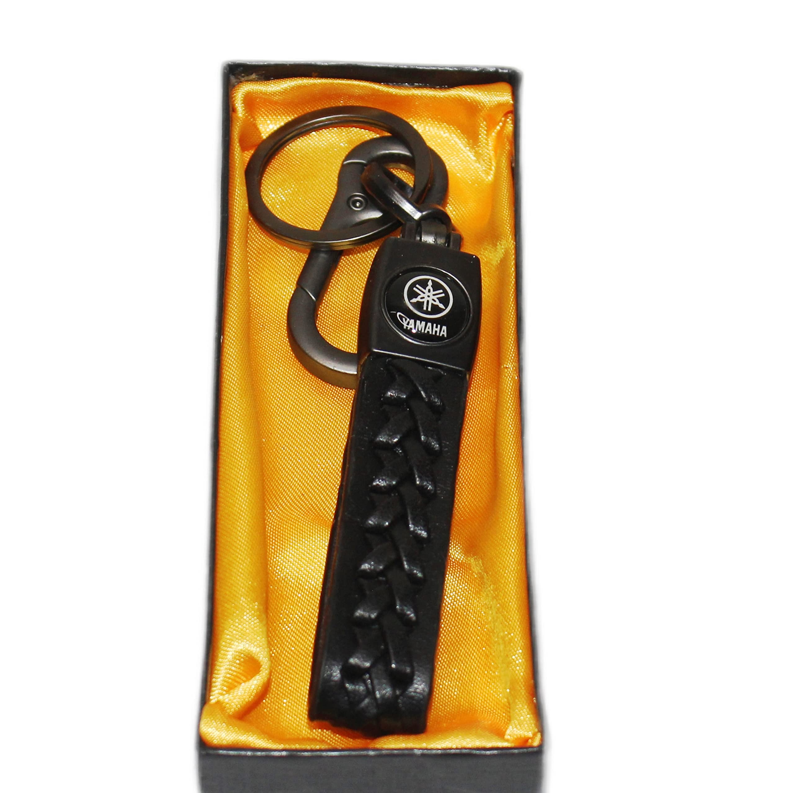 OBEROI'S TRADERS Premium Criss Cross Design Anti-Rust Metal Key Chain / Key Ring With Locking Hook Suitable For Yamaha All Bikes