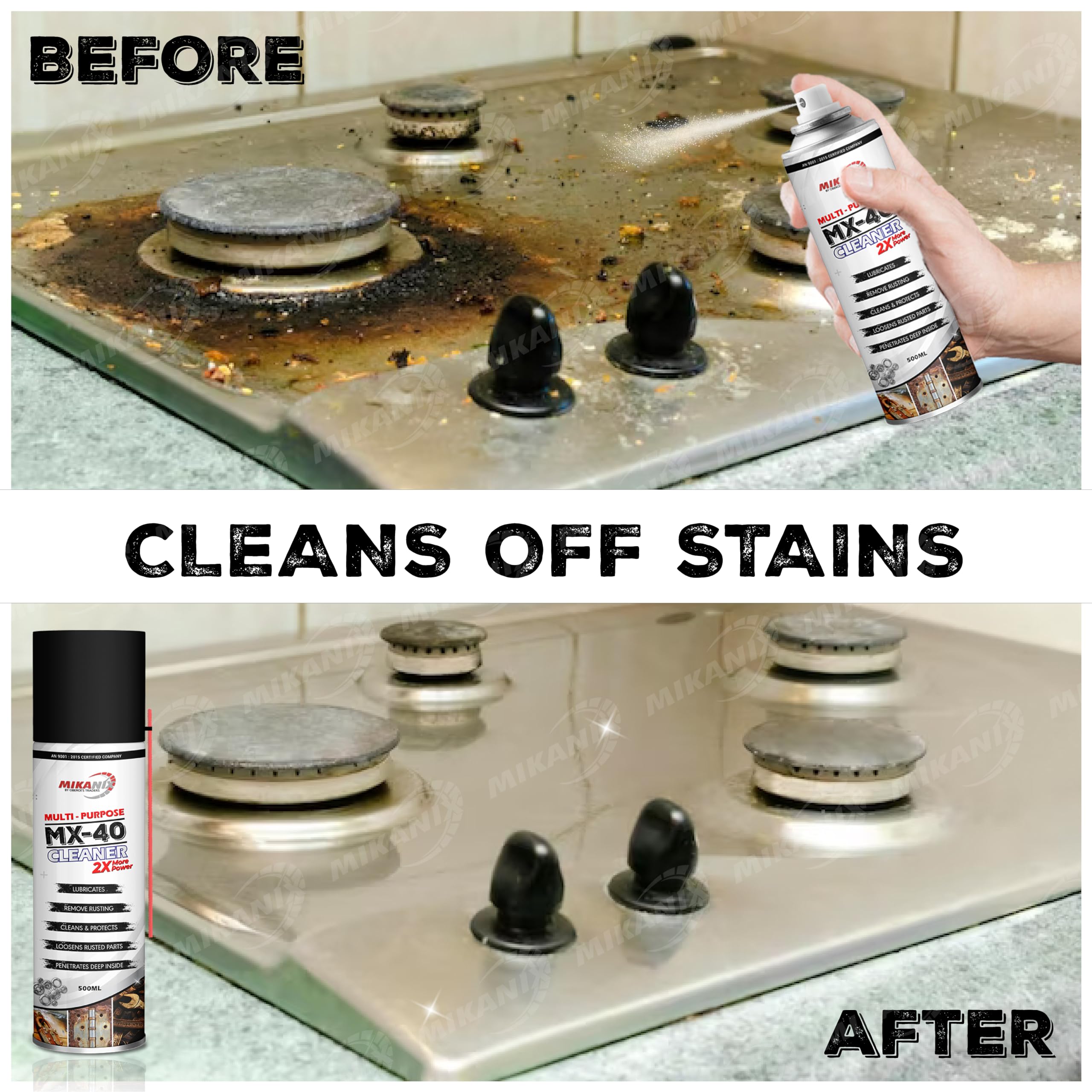 OBEROI'S TRADERS Combo Of Rust Remover Spray + Chain Cleaner + Chain Lubricant With Cleaning Brush | Cleans, Shines & Protects Chain | Remove Rust From Chain | Metal Parts (Pack of 4)