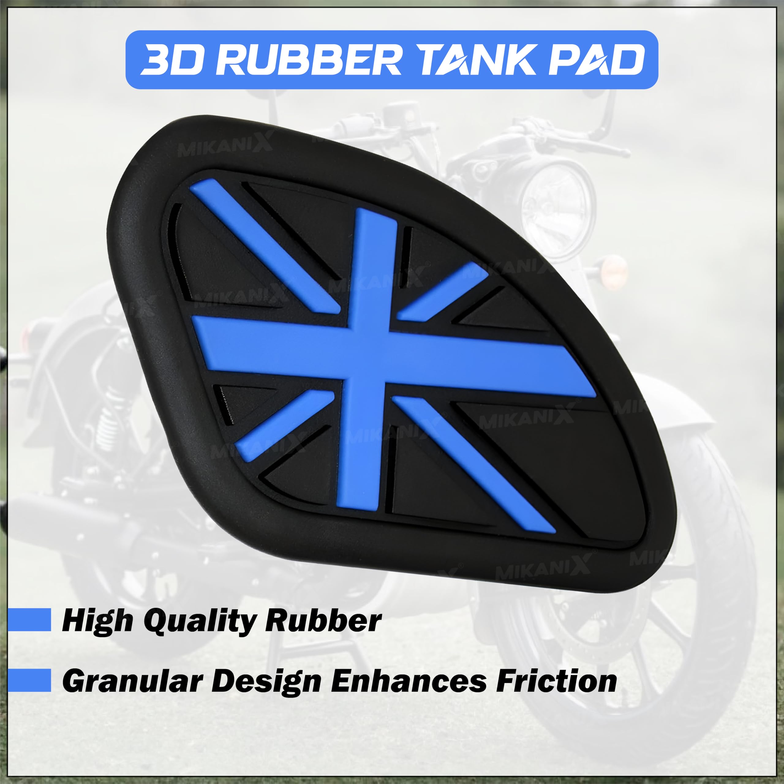 OBEROI'S TRADERS Universal Anti Slip Silicone Bike Tank Pad/Thai Pad Waterproof Sticker For All Motorcycle (Blue)