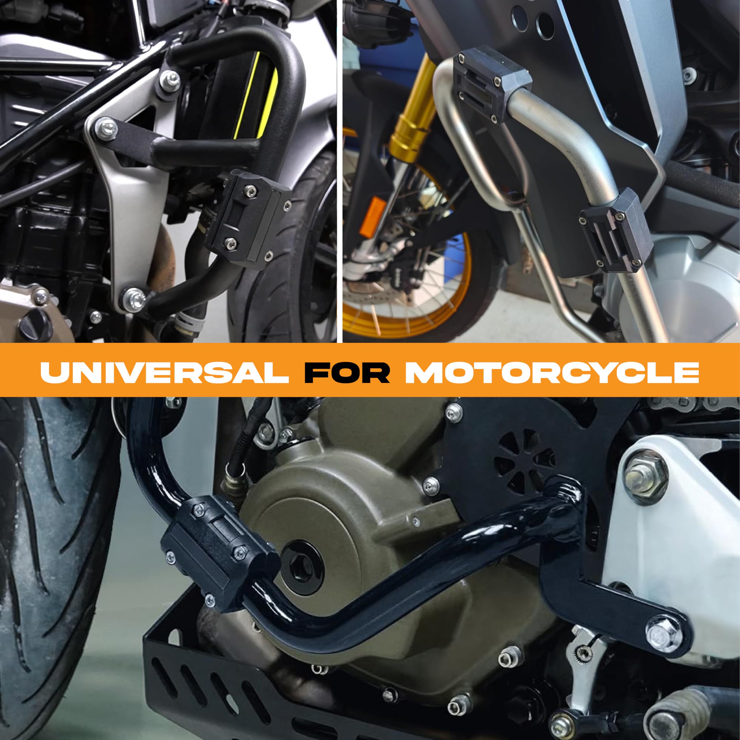 MIKANIX Universal Bike Crash Guard Frame Slider Blocks | Heavy Duty Shock Absorbing Sliders for Engine Protection | Compatible with All Motorcycles