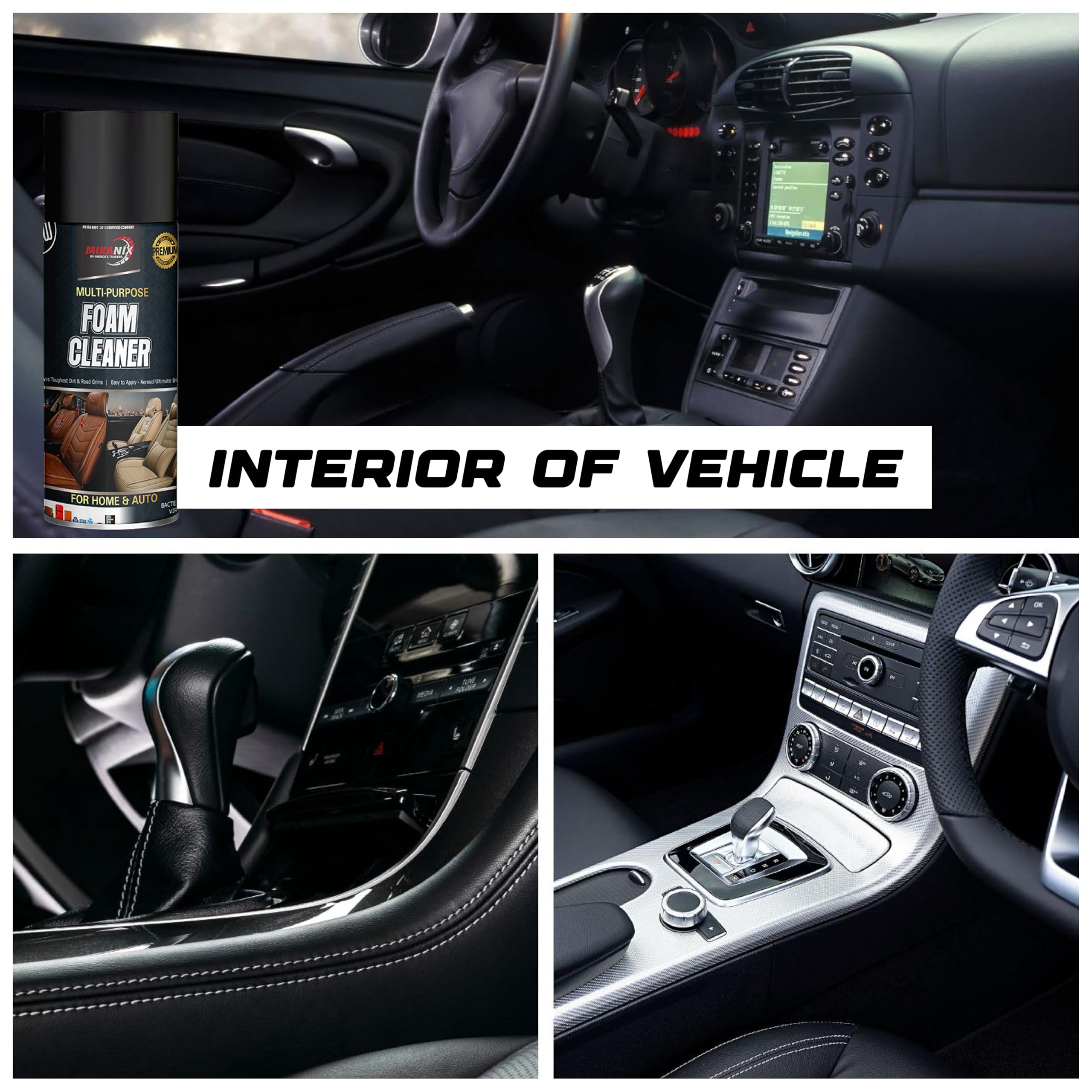 OBEROI'S TRADERS Combo of Multipurpose Foaming Car Interior & Exterior Cleaner Foam Spray For | Car Seat | Dashboard | Shoes | Sofa | Vinyl Rubber | Doors, PU/Leather