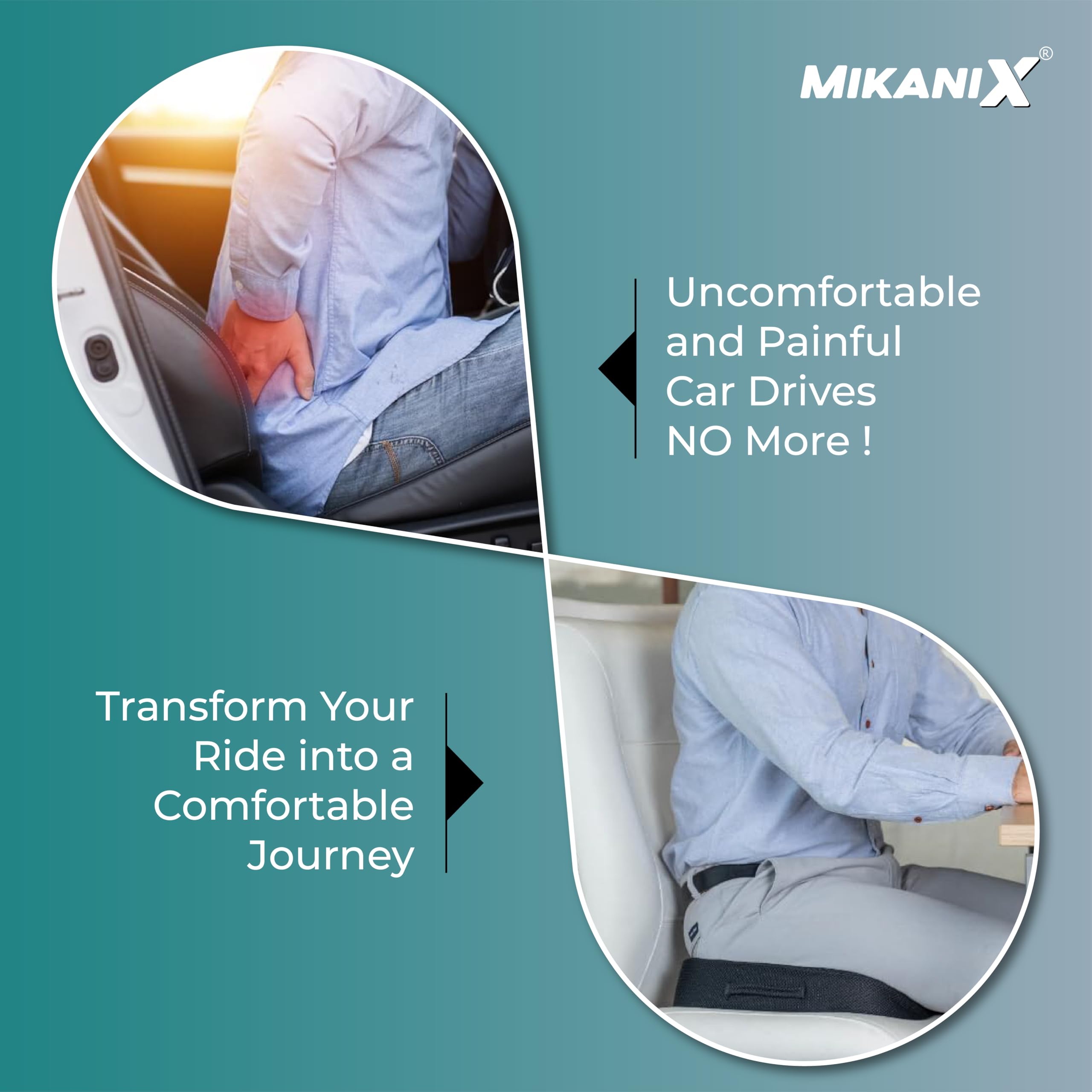 OBEROI'S TRADERS Orthopedic Coccyx Seat Cushion | 3 Years Warranty | to Relief Tailbone & Sciatica Pain | Hip Support Memory Foam for Car, Home, Office & Chair Sitting