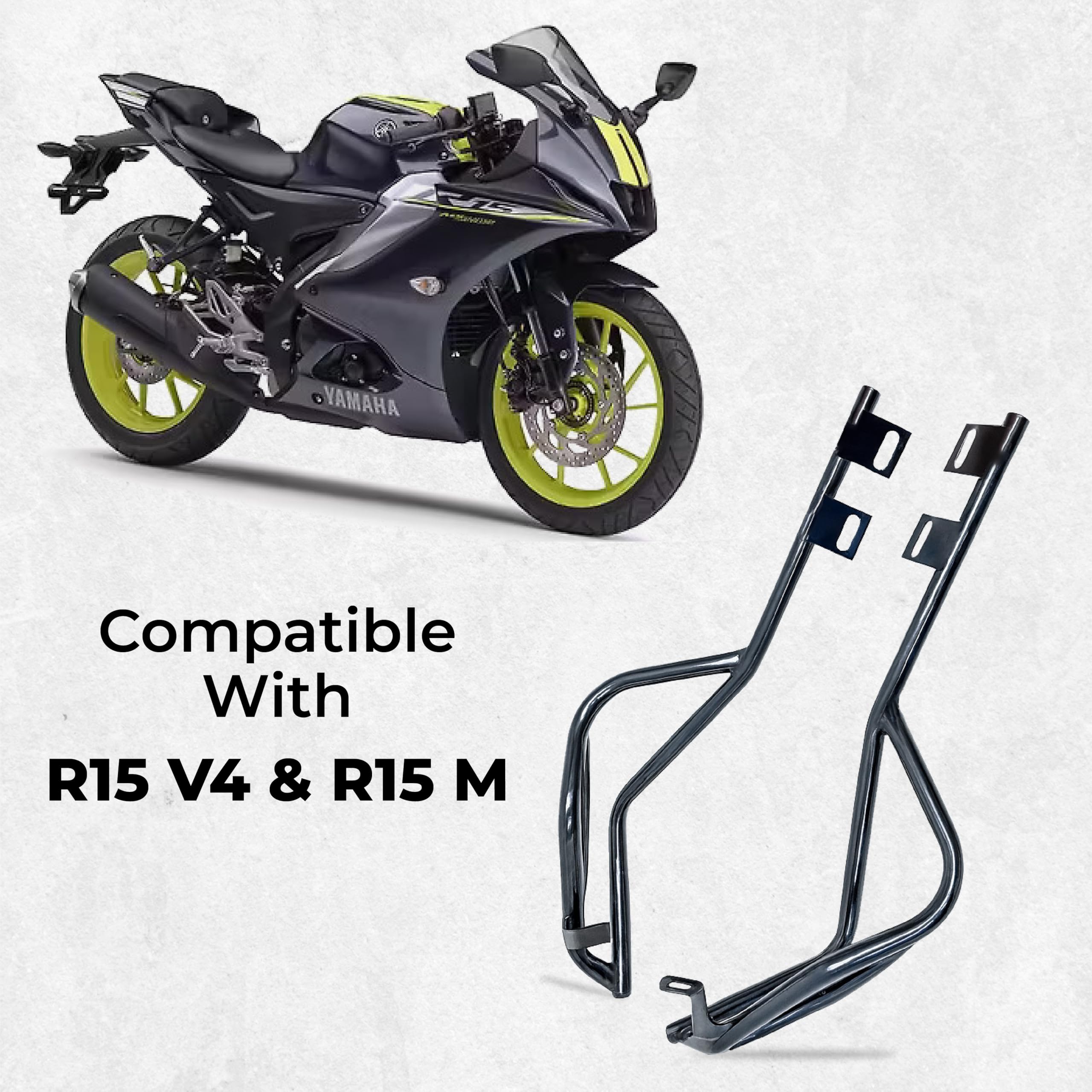MIKANIX Tail Protector Grab Rail with Top Rack | Heavy Quality Hand Grip Tail Side Guard | Bike Body Frame Grab Rail Tail Protector Guard for R15 Models