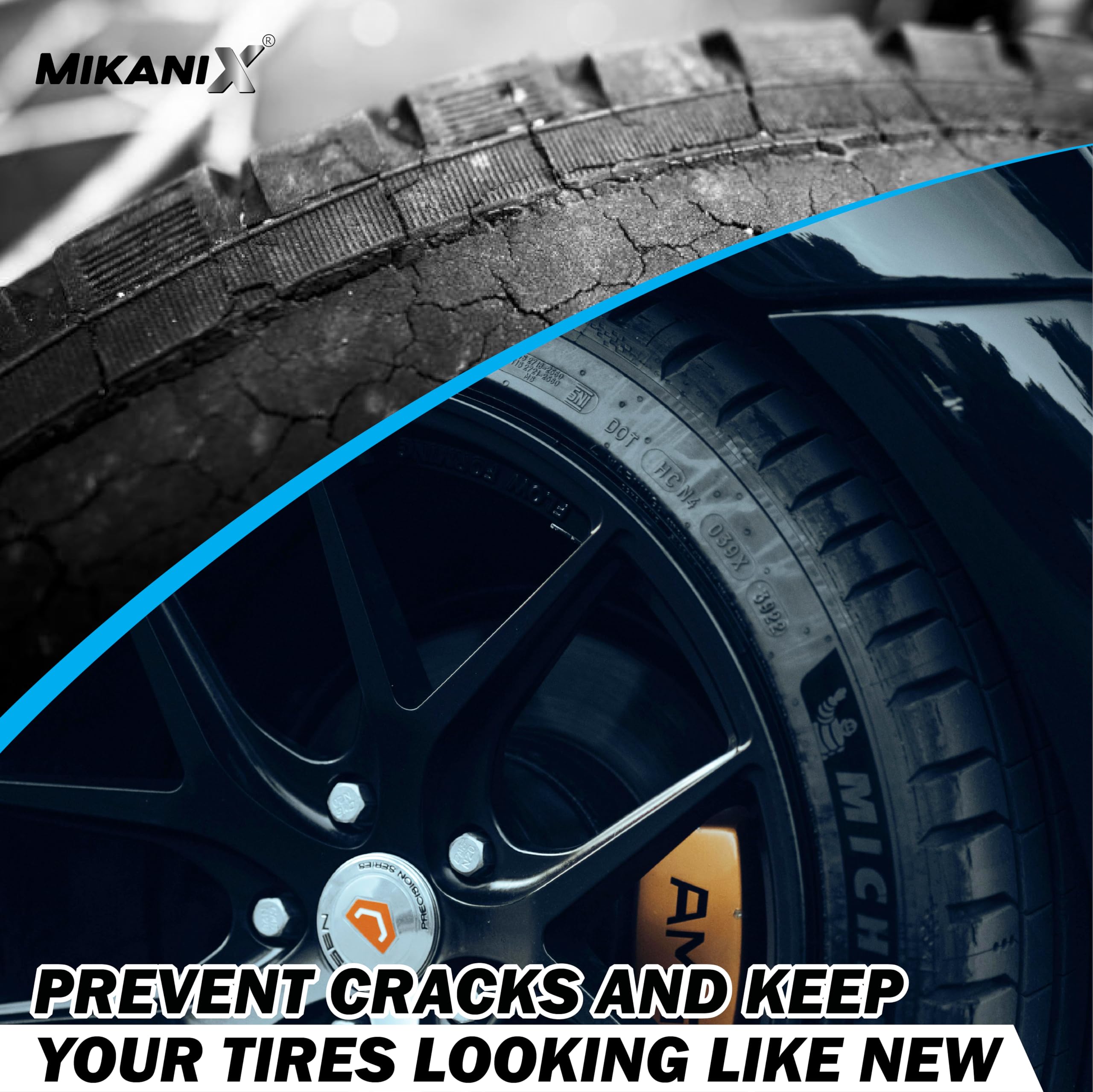 OBEROI'S TRADERS Tyre Shiner Spray 1L with Sponge & Microfiber Cloth | High Gloss Tire Polish & Rubber Protectant for Cars, Bikes & SUVs | Long-Lasting Shine & Protection from Fading & Cracks