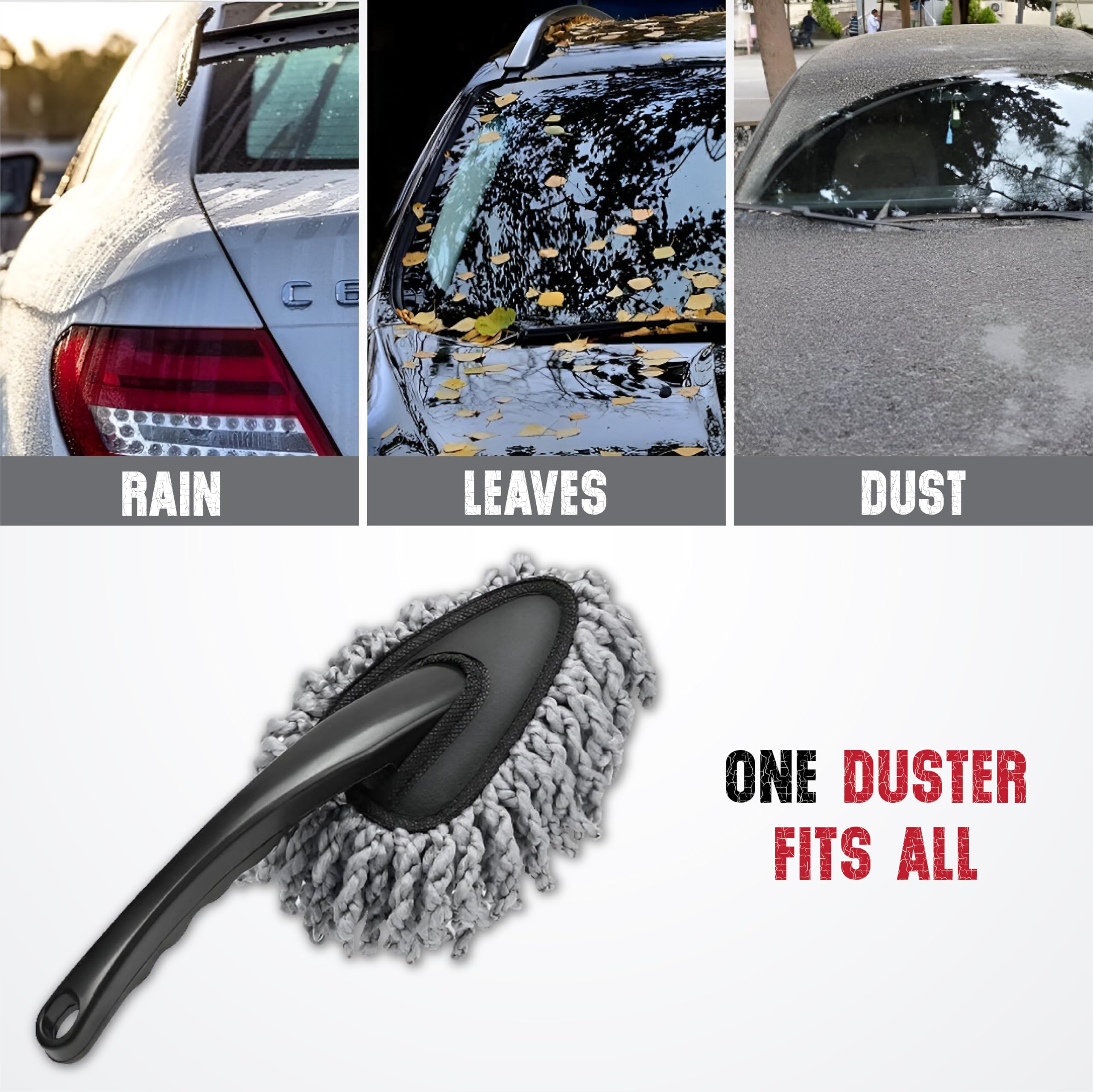 OBEROI'S TRADERS Car Duster Cleaning Brush with Removable Microfiber Mop Head & Long Handle | Scratch-Free, Lint-Free, Washable | Ideal for Car, Bike, SUV Cleaning