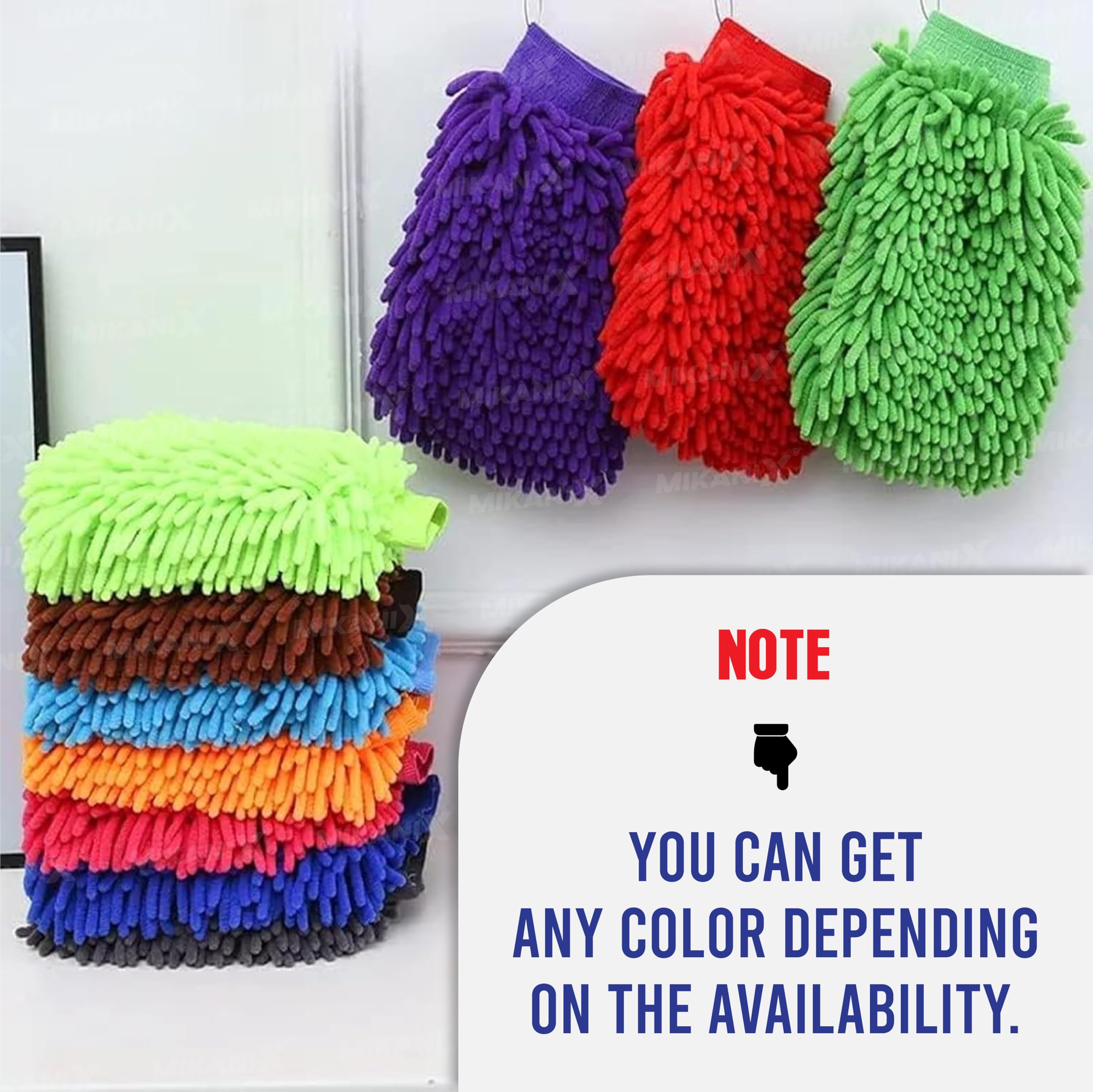 MIKANIX Chenille Microfiber & Glass Cloth Wash Mitt - Ultra Soft, Dual-Sided Car Duster Glove | Super Absorbent Washing Mitt for Car & Bike | Cleaning Accessory for Scratch-Free Shine