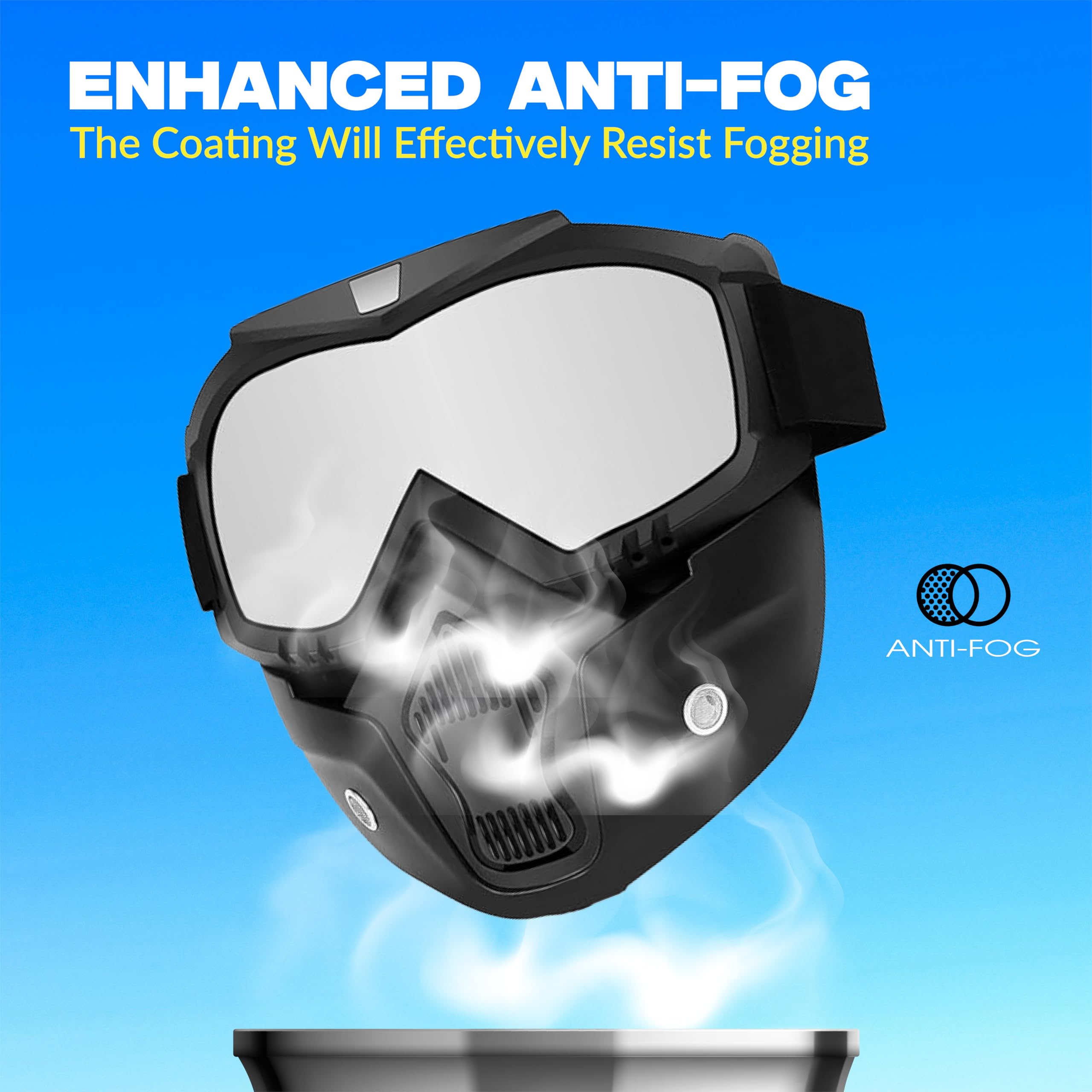 MIKANIX Bike Riding Goggle Mask Anti Scratch UV Protective Face & Eyewear Windproof Dirt Shield With Detachable Mouth Filter For Cycling, Bike Off Road Racing